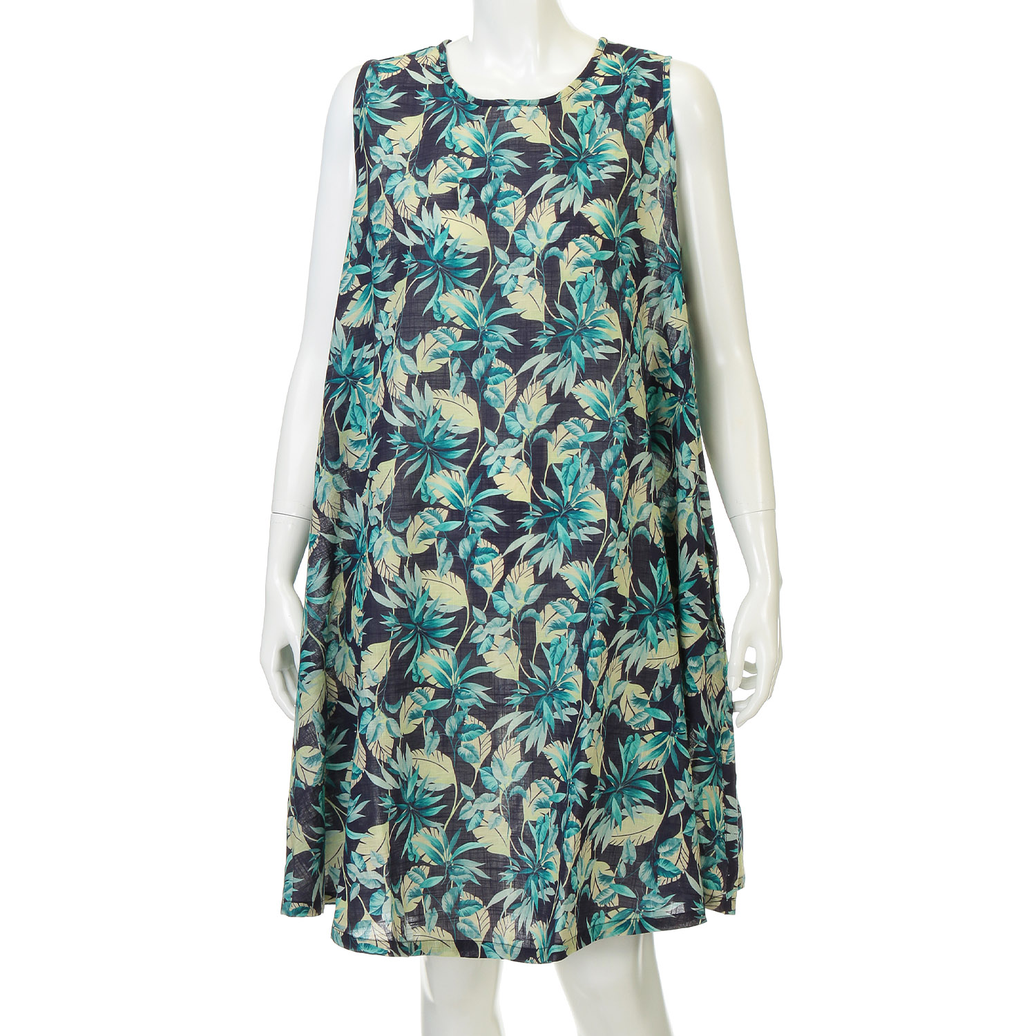 綿100花柄プリントノースリーブワンピース - 画像3