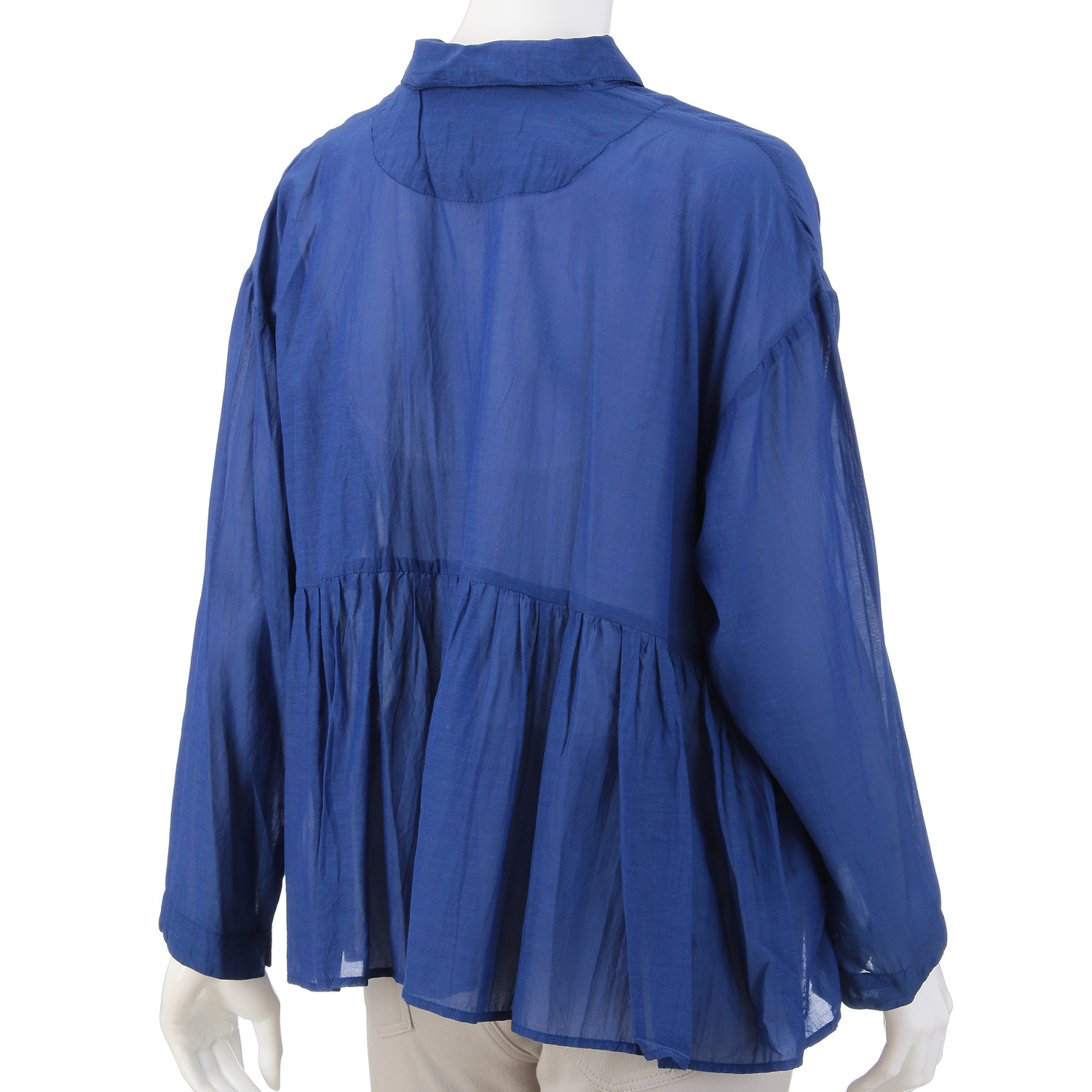 ボイル無地オープンカラーブラウス - 画像4