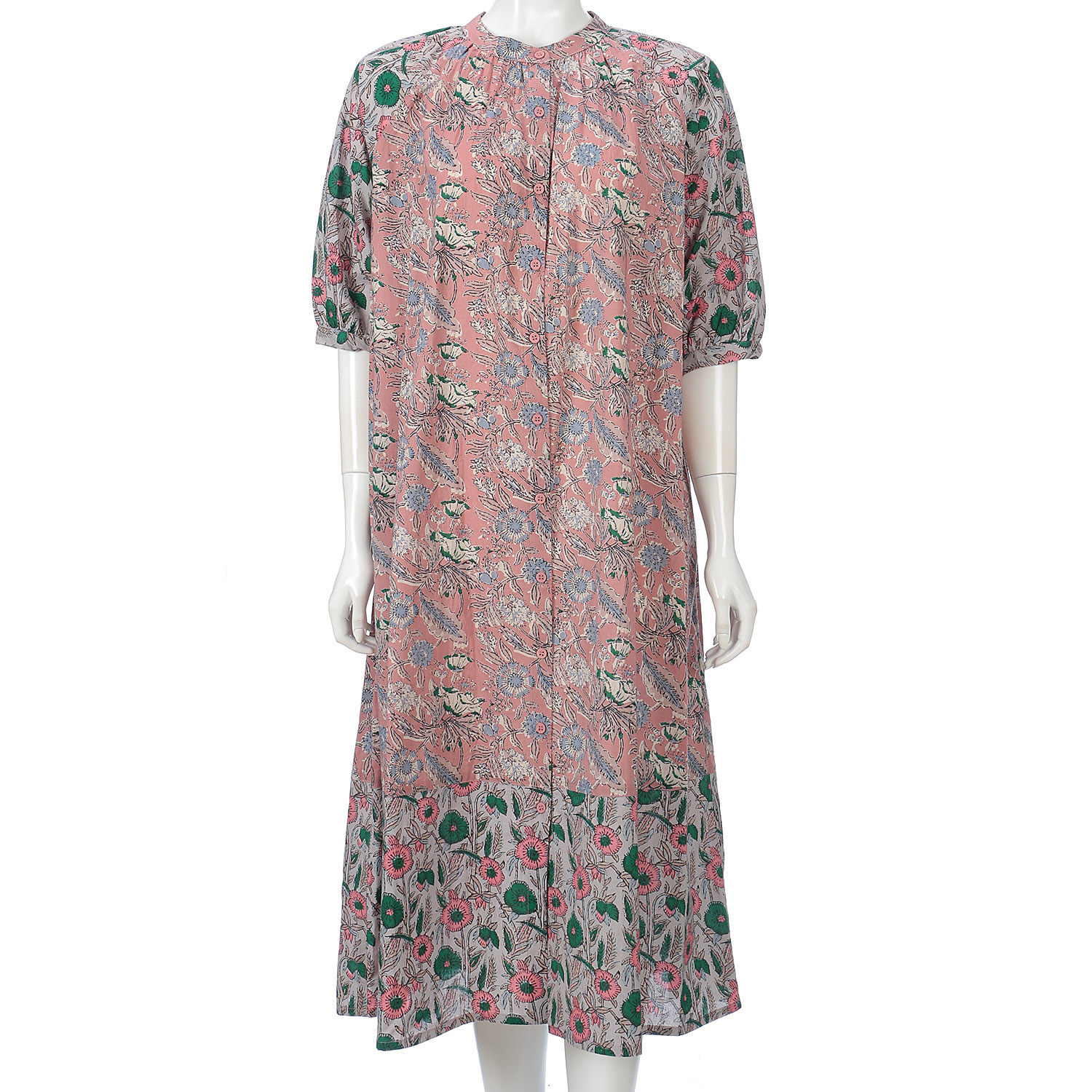 配色プリントワンピース