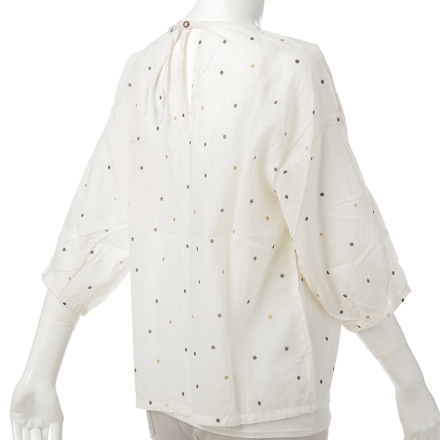 箔ドットプリント タックスリーブブラウス - 画像2