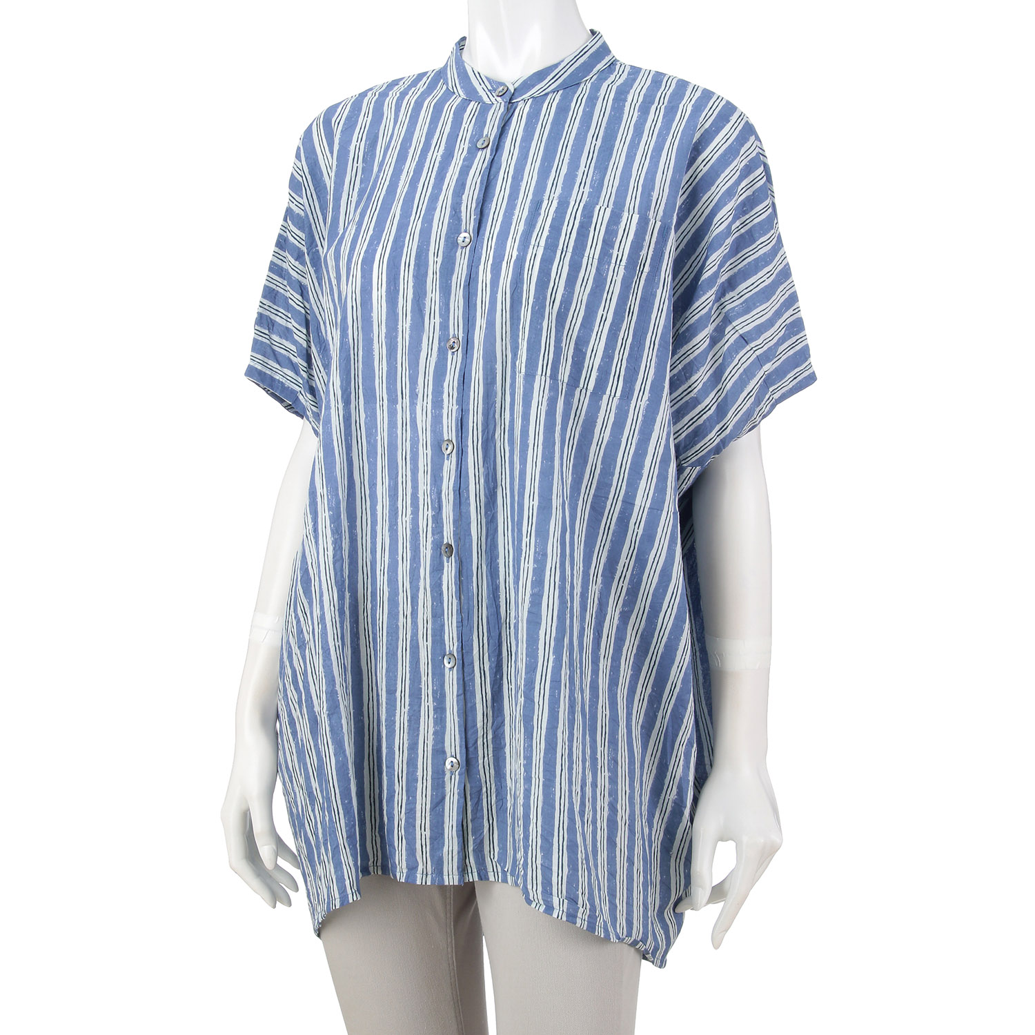 ラフストライププリント ワイドロングシャツ - 画像3