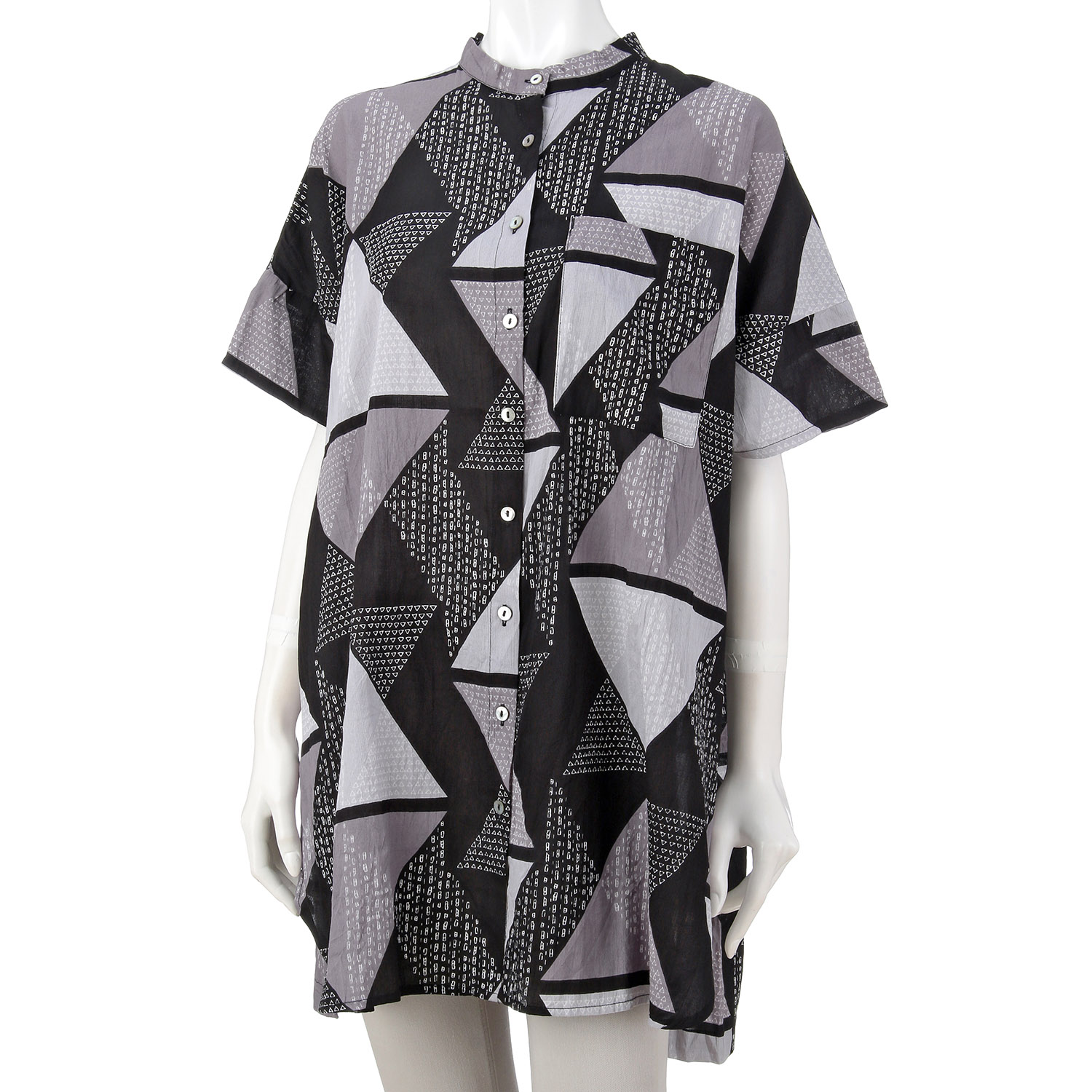 トライアングルプリント シャツチュニック - 画像2