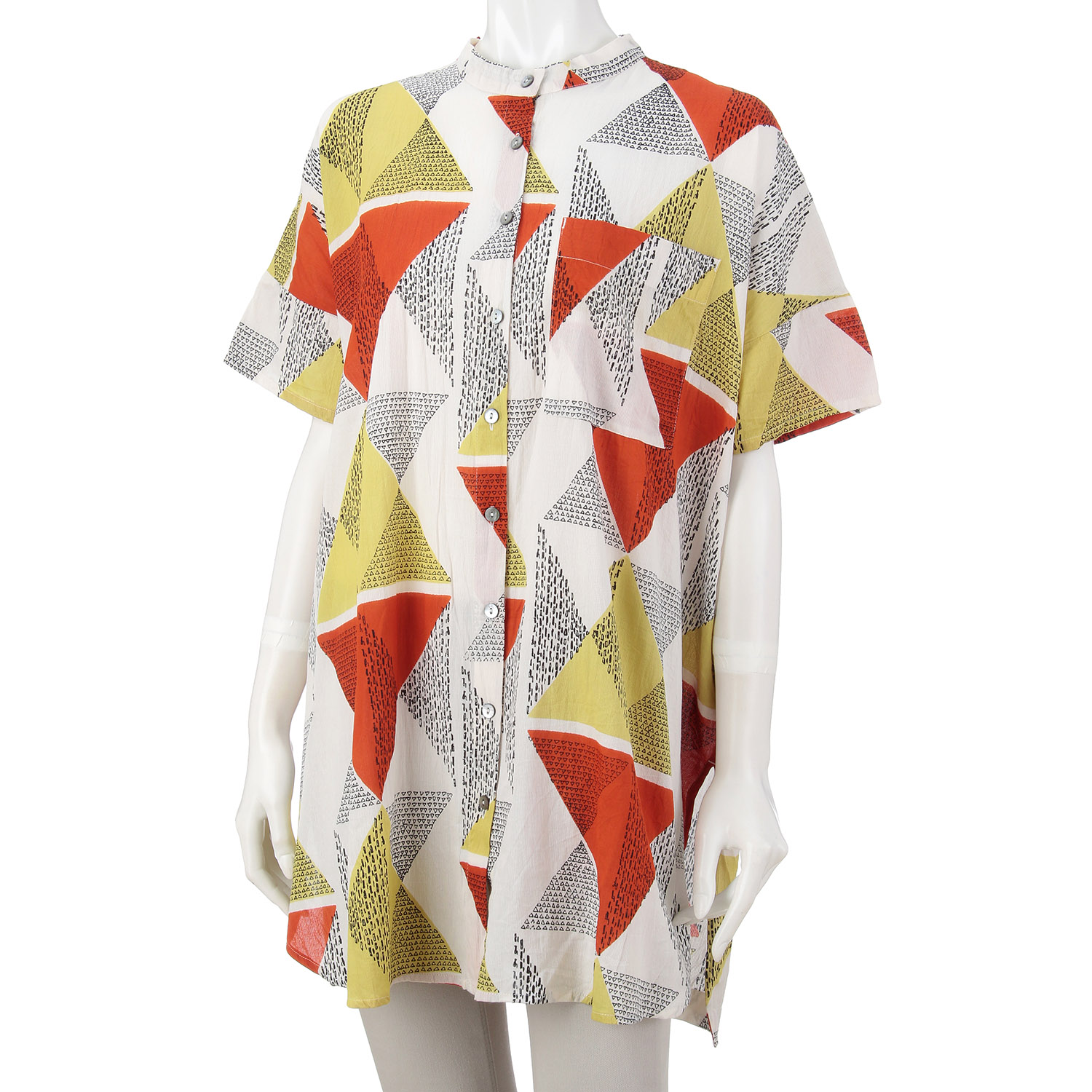 トライアングルプリント シャツチュニック - 画像3