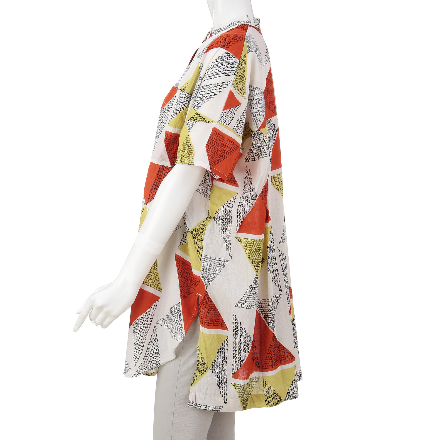 トライアングルプリント シャツチュニック - 画像4