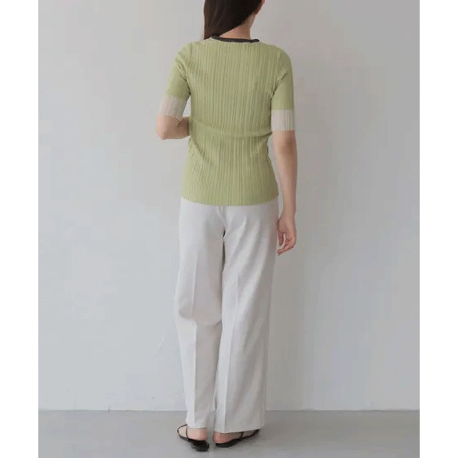 Vingtrois バイカラーシアー切替リブニット - 画像18