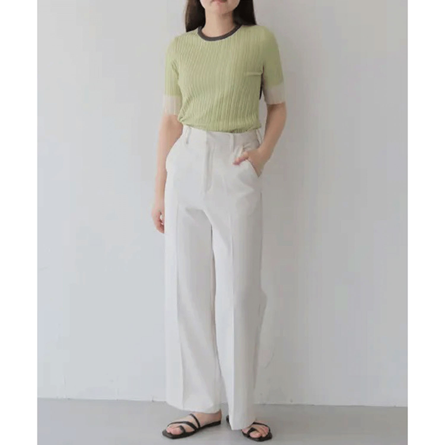 Vingtrois バイカラーシアー切替リブニット - 画像19