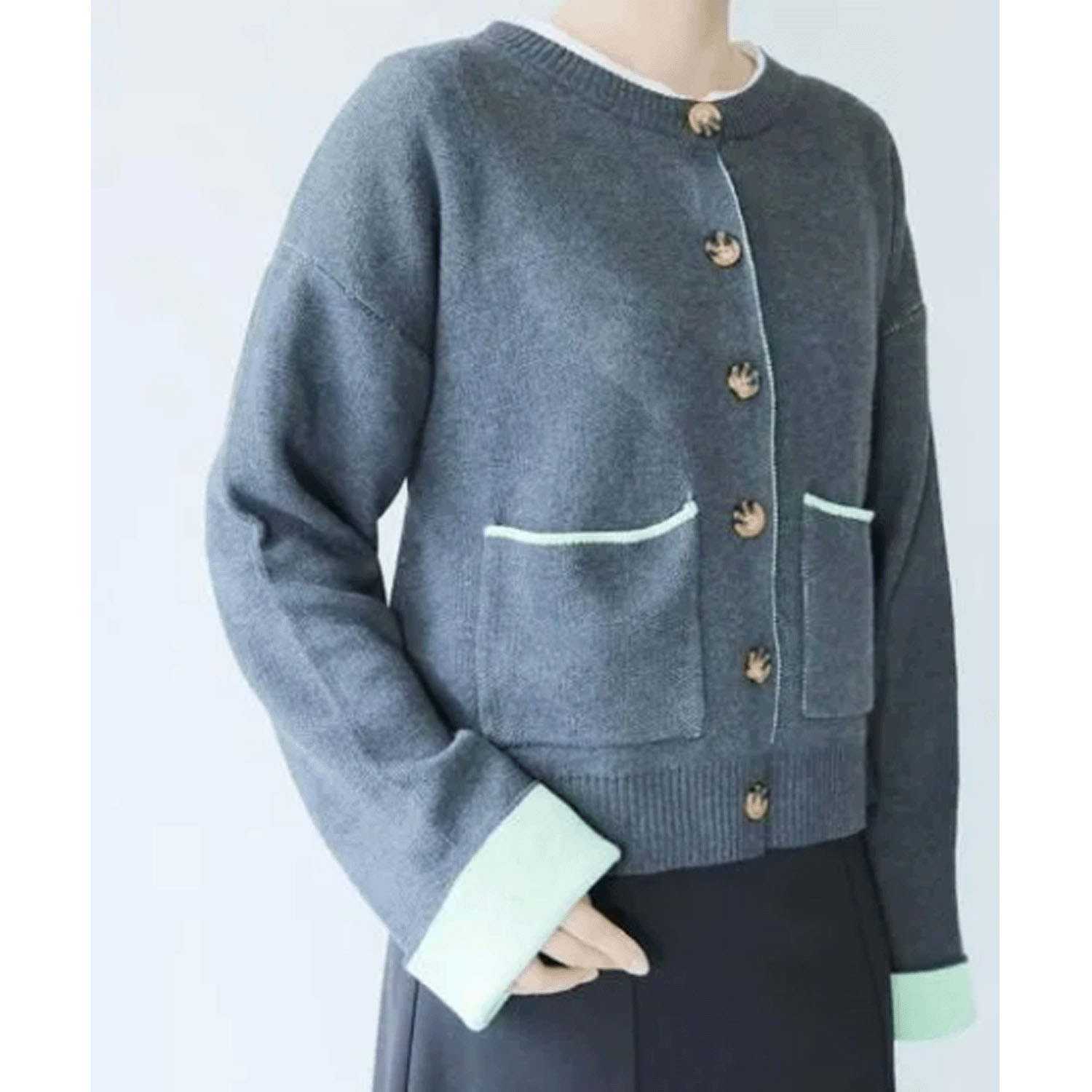 vingtrois 配色ニットカーディガン - 画像2