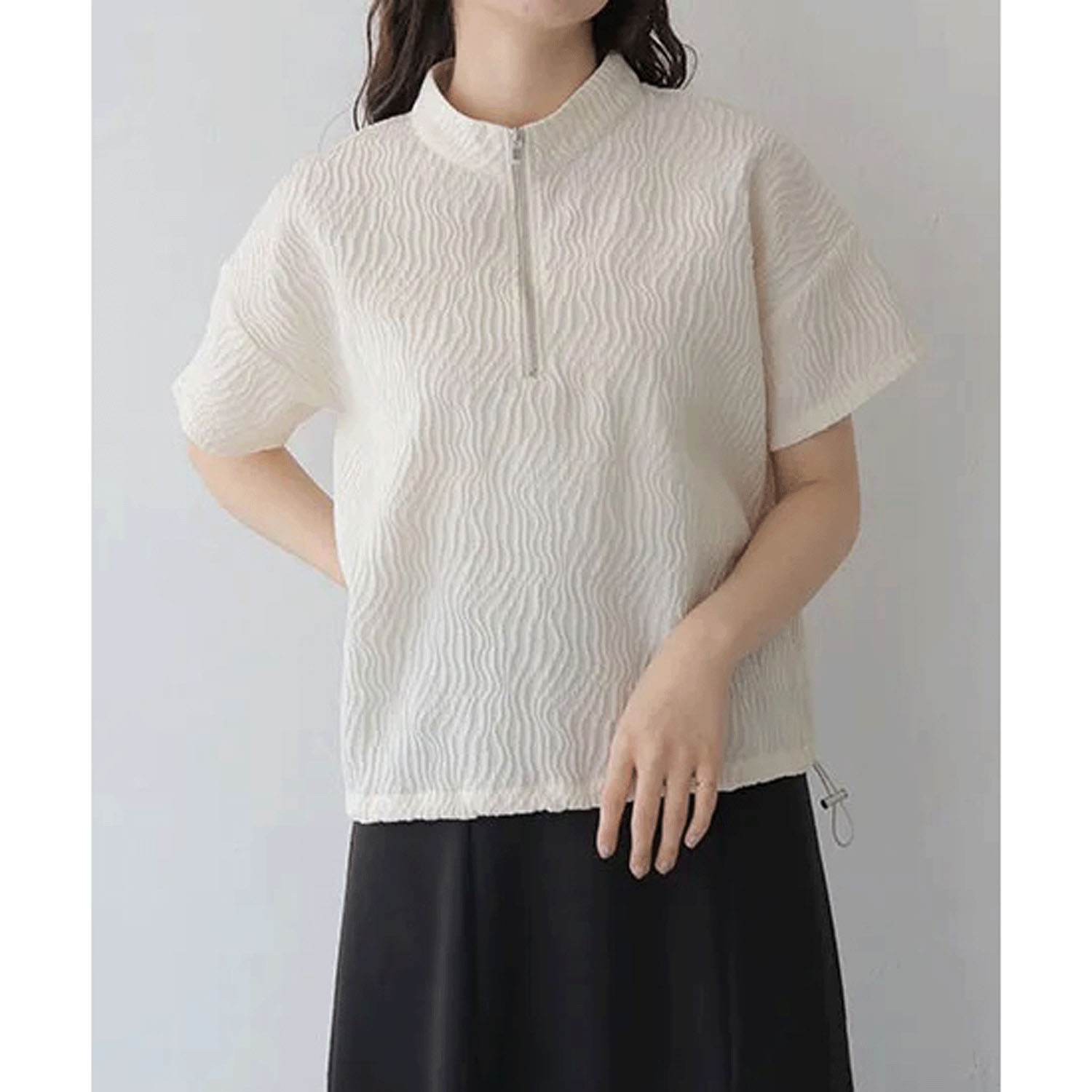 Vingtrois ウェーブ柄ハーフジッププルオーバー - 画像1