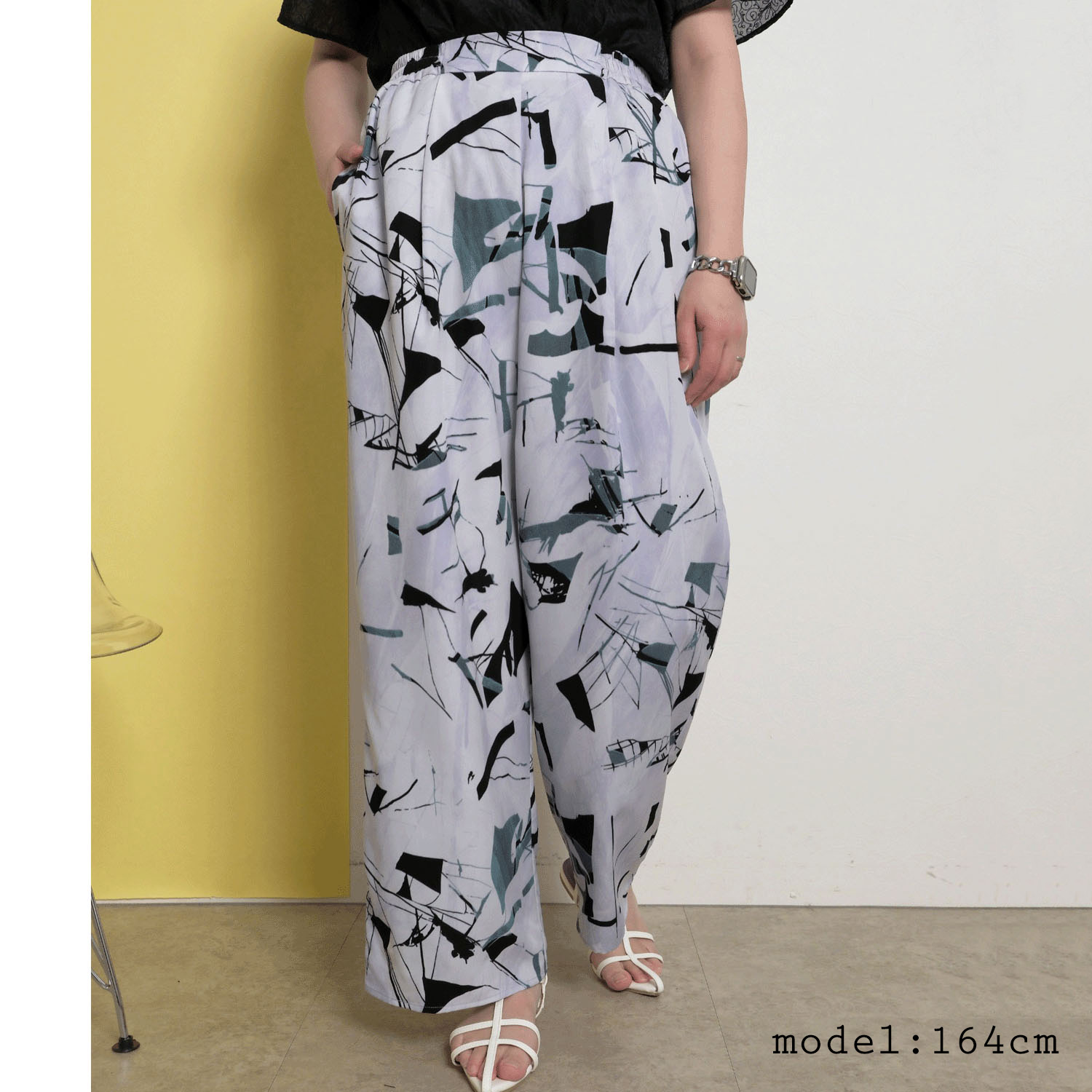 【Insta Live】Palm Riche ジオメトリック柄リラックスパンツ - 画像2