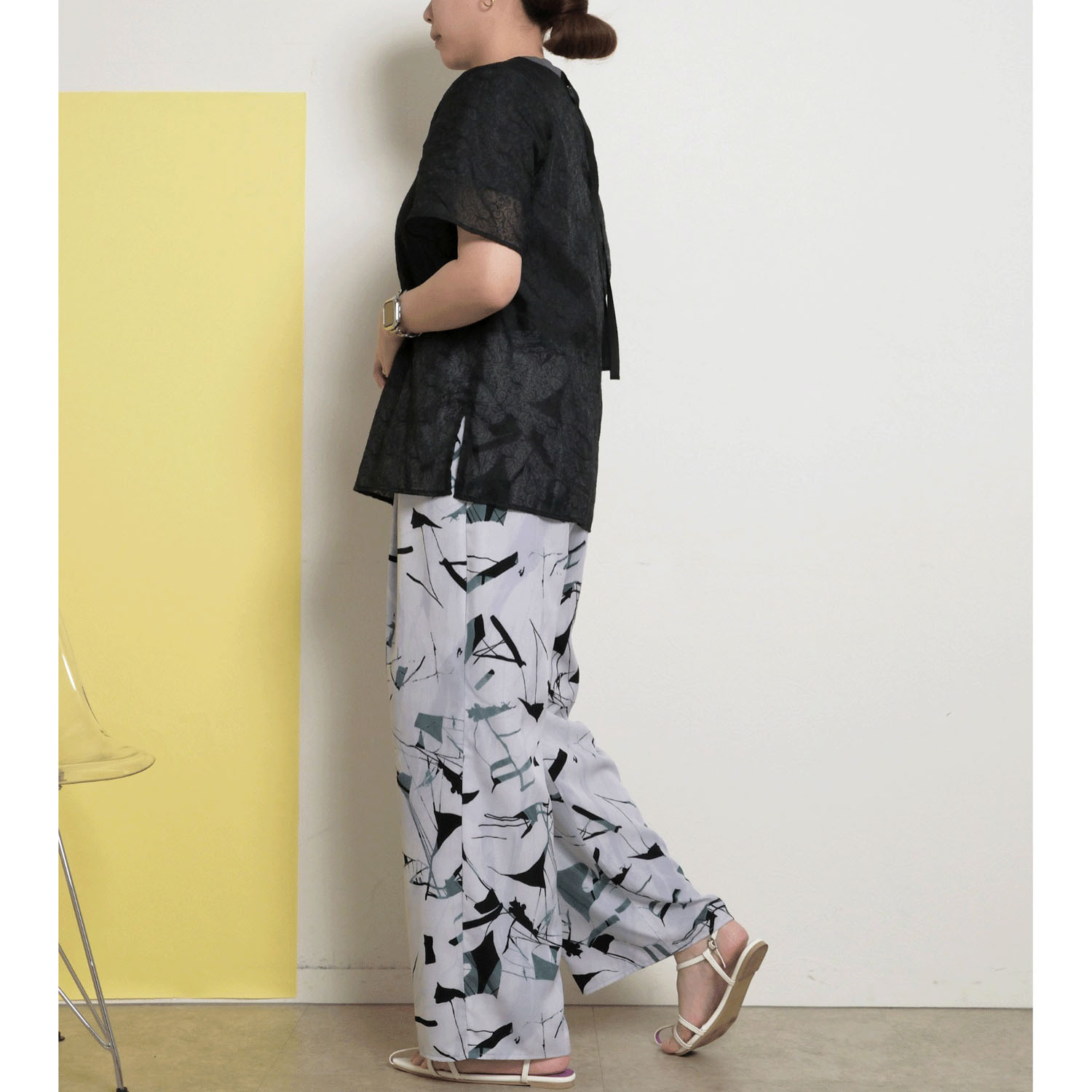 【Insta Live】Palm Riche ジオメトリック柄リラックスパンツ - 画像3