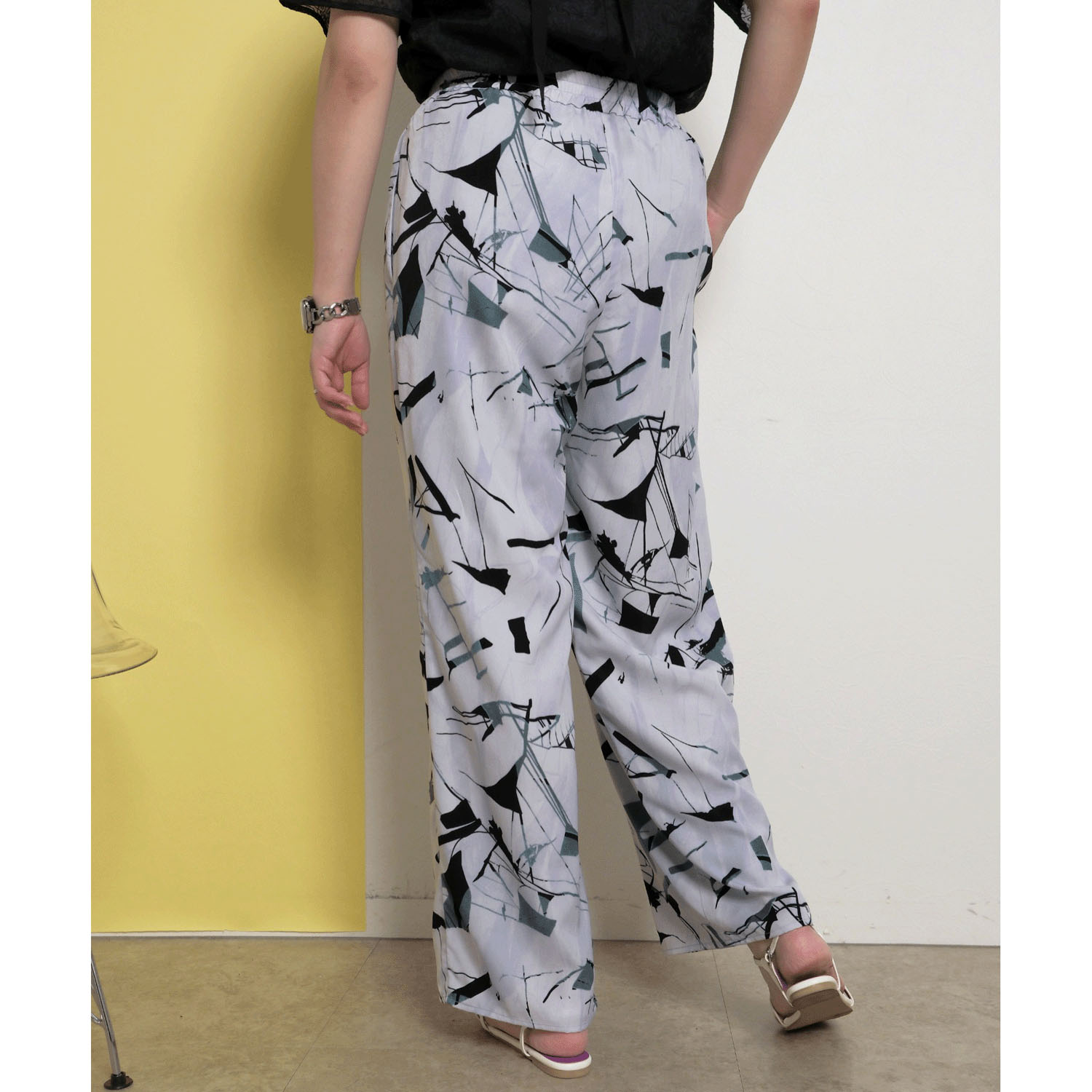 【Insta Live】Palm Riche ジオメトリック柄リラックスパンツ - 画像5