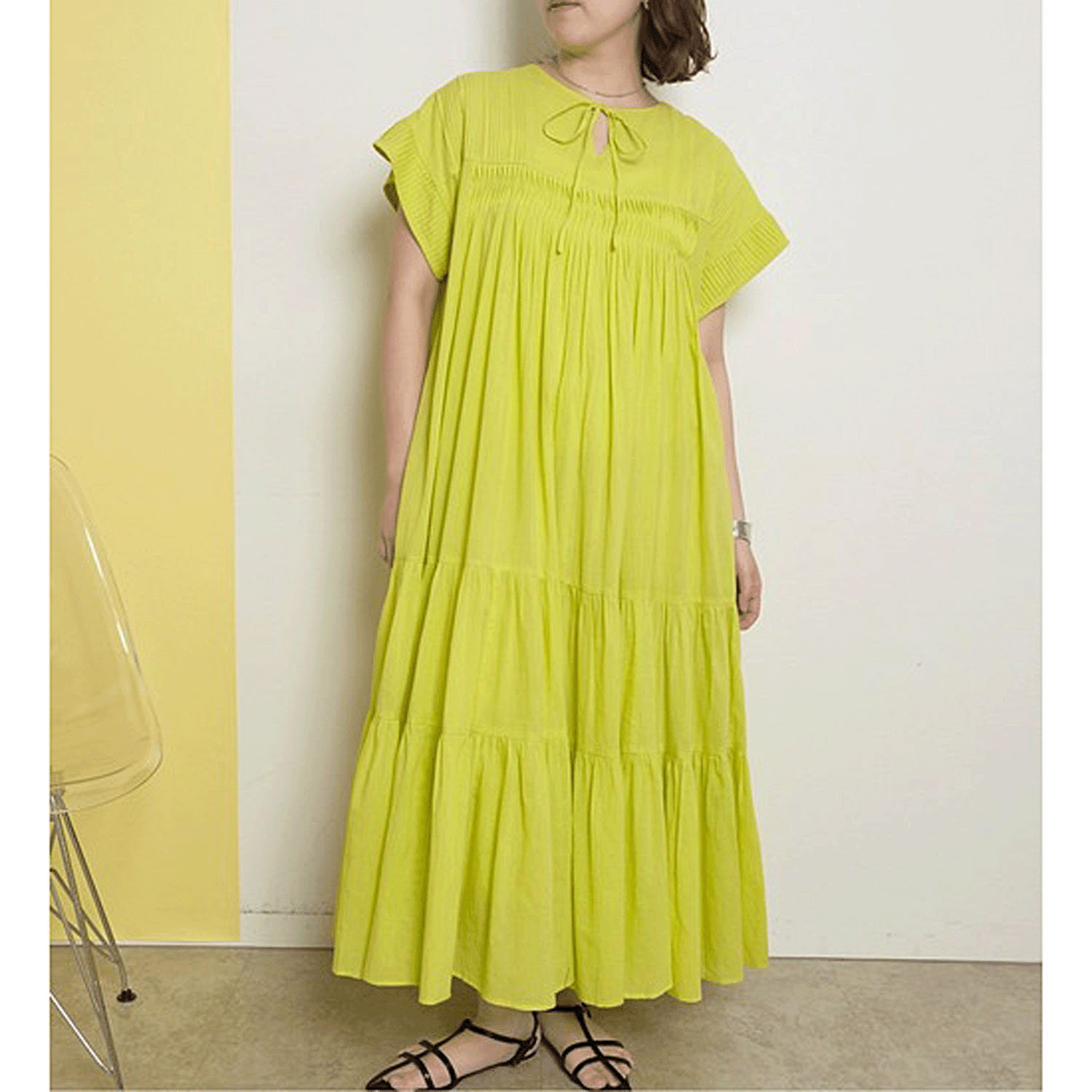 【Insta Live】Palm Riche インド綿 前後2WAYピンタックワンピース - 画像23