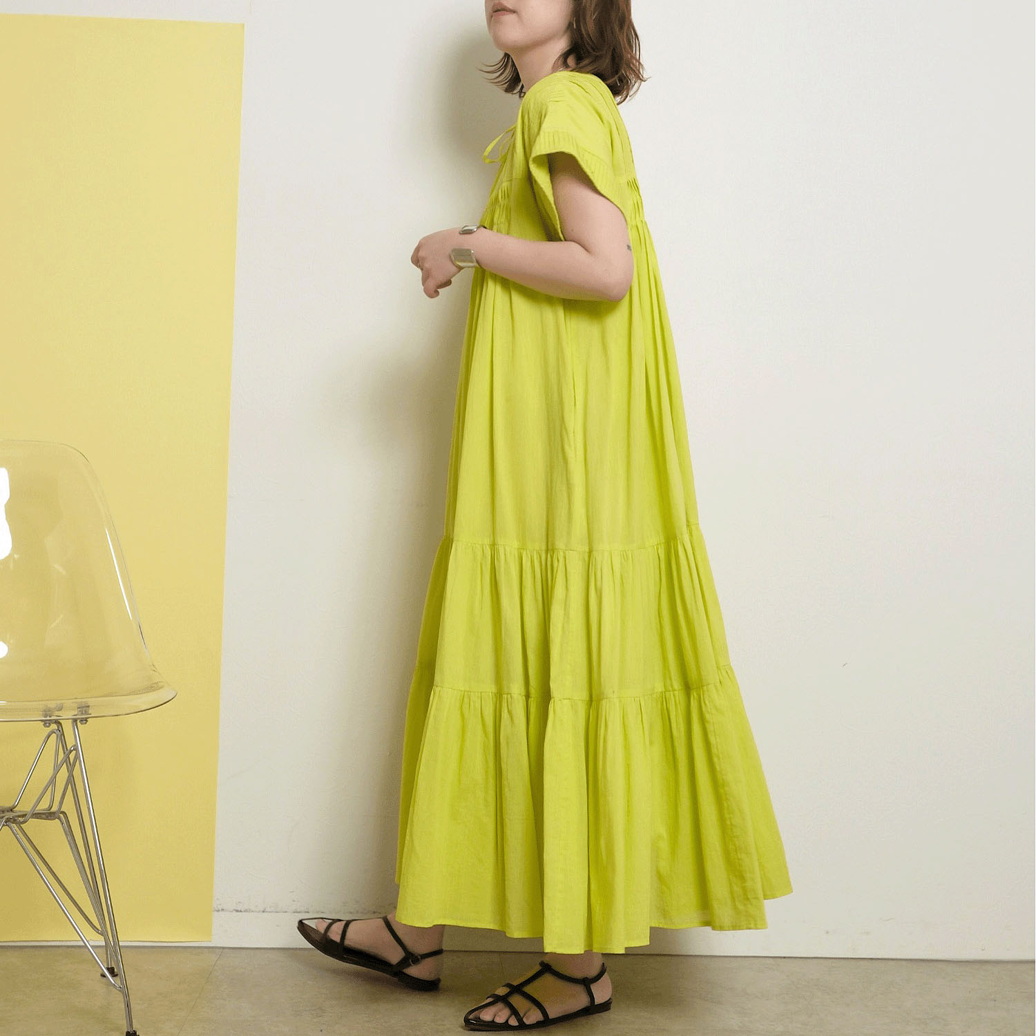 【Insta Live】Palm Riche インド綿 前後2WAYピンタックワンピース - 画像25