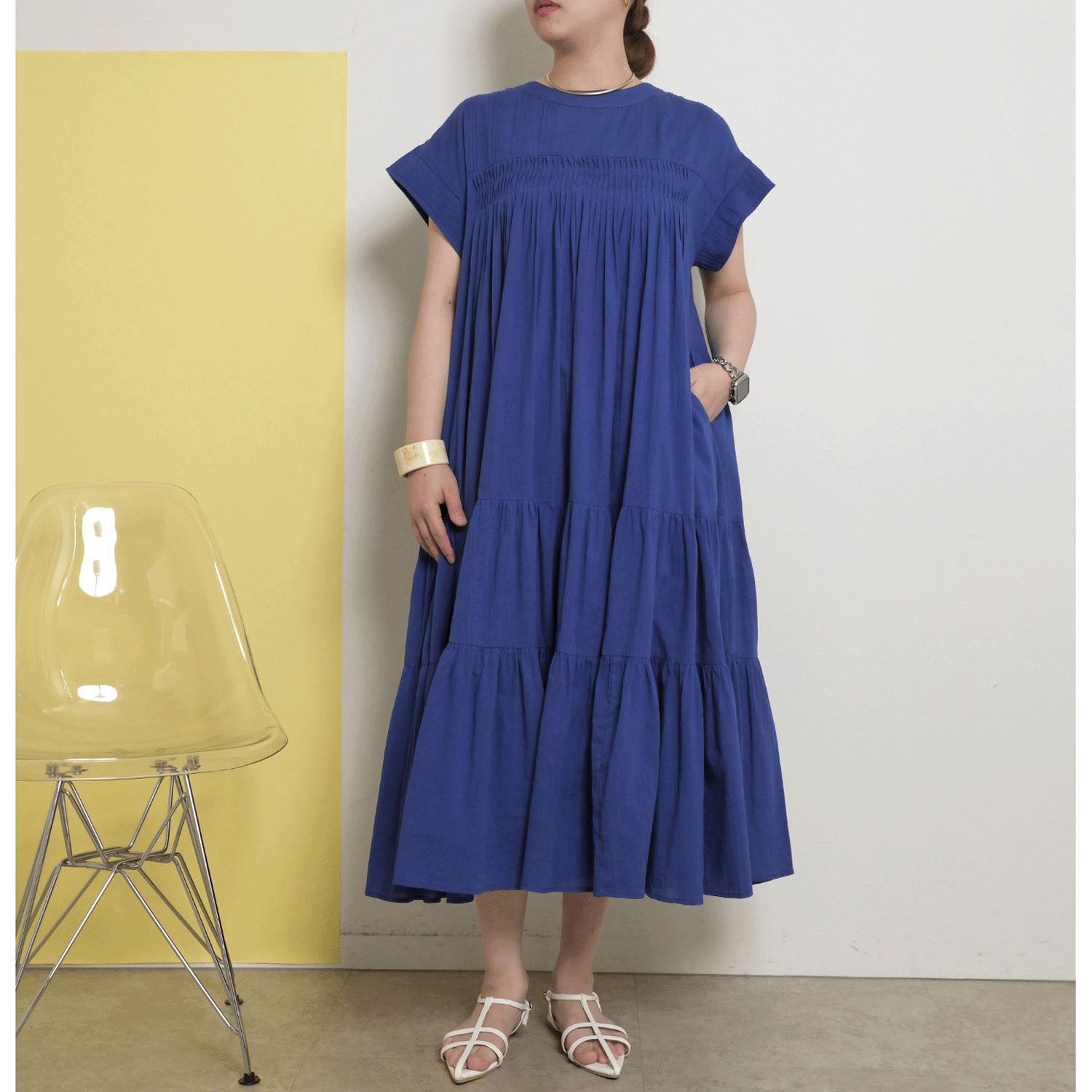 【Insta Live】Palm Riche インド綿 前後2WAYピンタックワンピース - 画像35