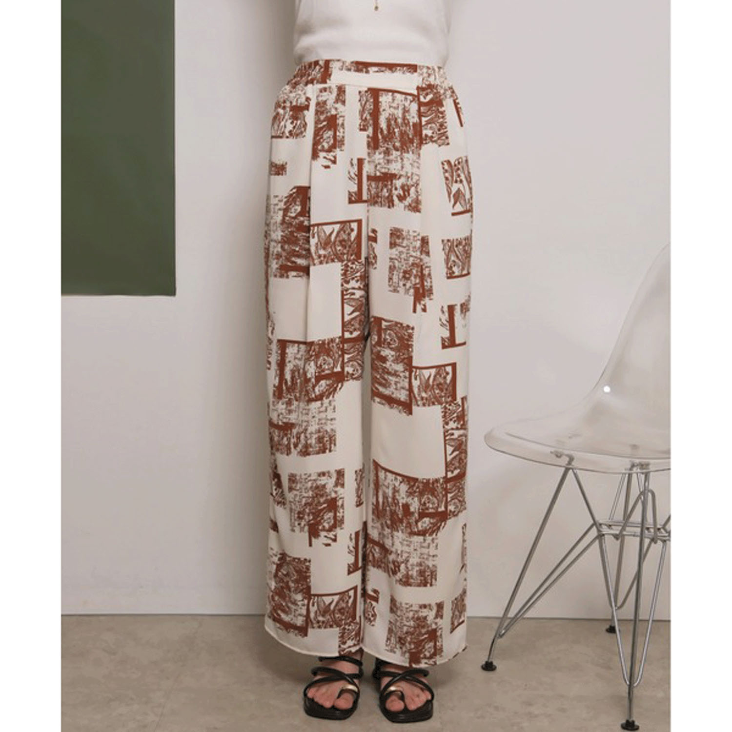 Palm Riche モノトーン柄リラックスパンツ - 画像15