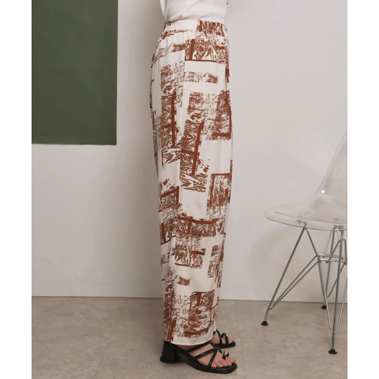 Palm Riche モノトーン柄リラックスパンツ - 画像16