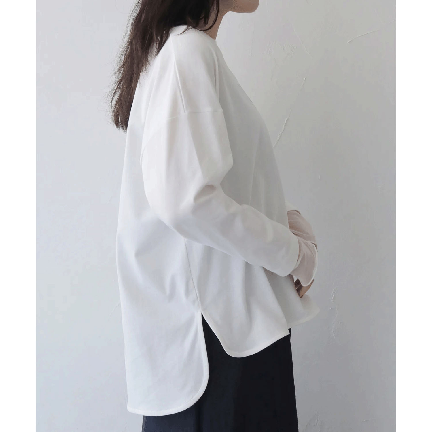 vingtrois 袖口シアー切替無地ロンT - 画像17