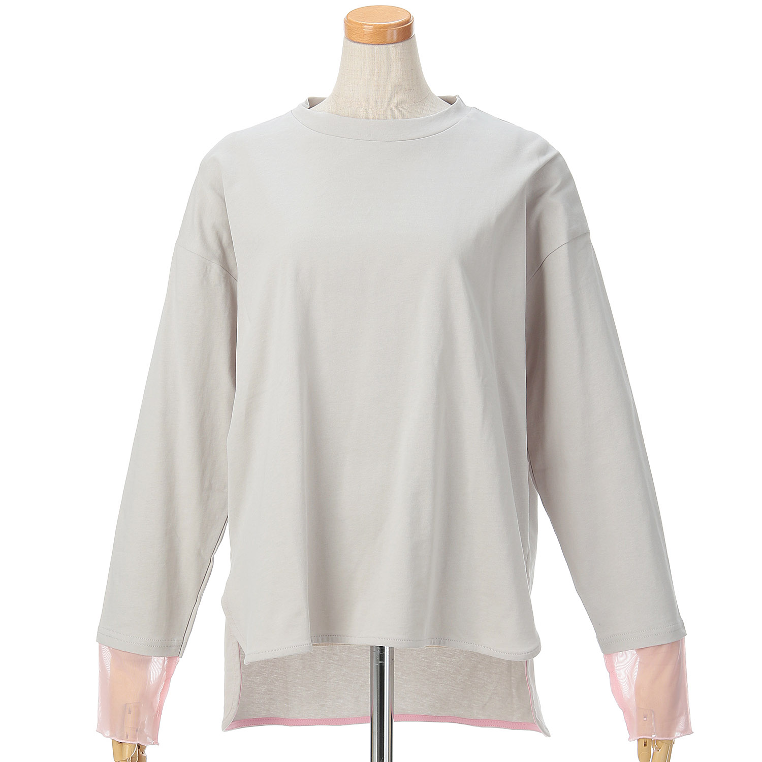 vingtrois 袖口シアー切替無地ロンT - 画像4