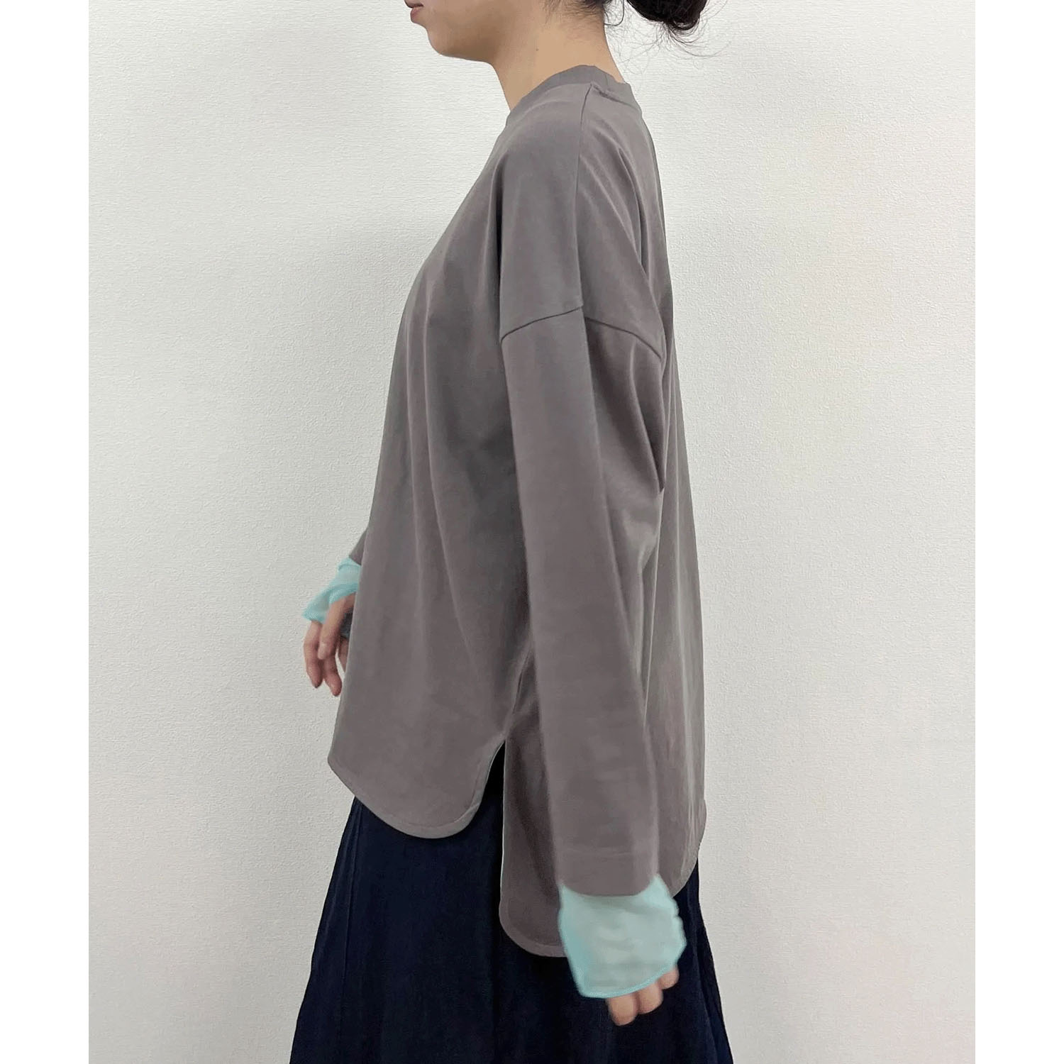 vingtrois 袖口シアー切替無地ロンT - 画像8