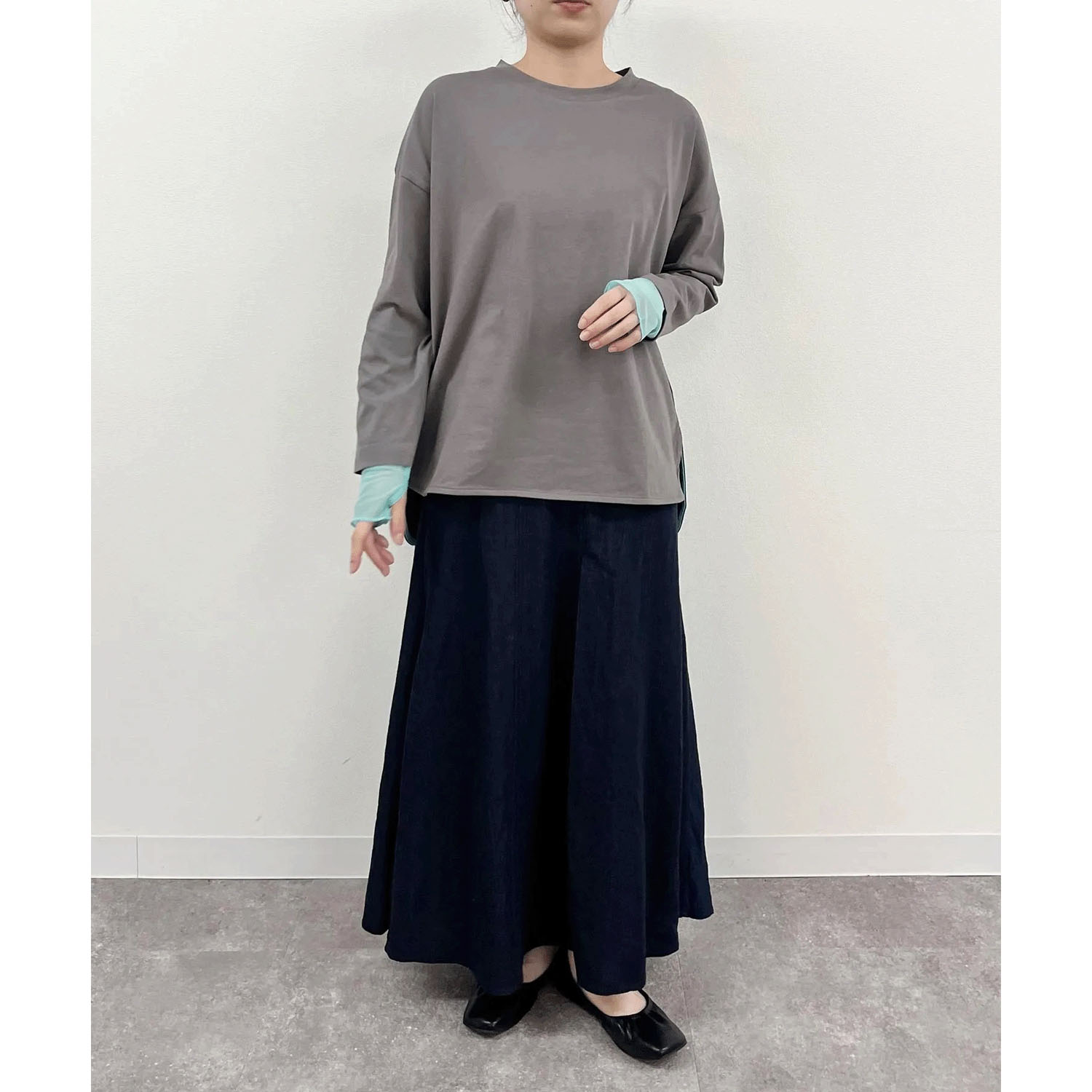 vingtrois 袖口シアー切替無地ロンT - 画像10