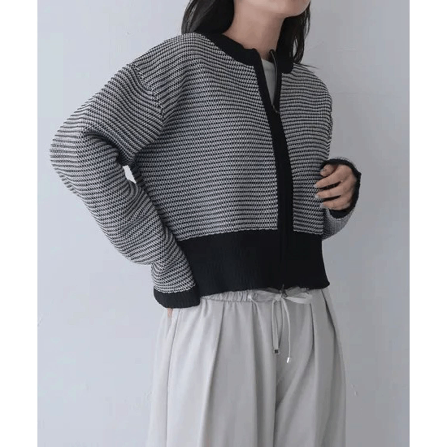 vingtrois ボーダーニットカーデ - 画像3