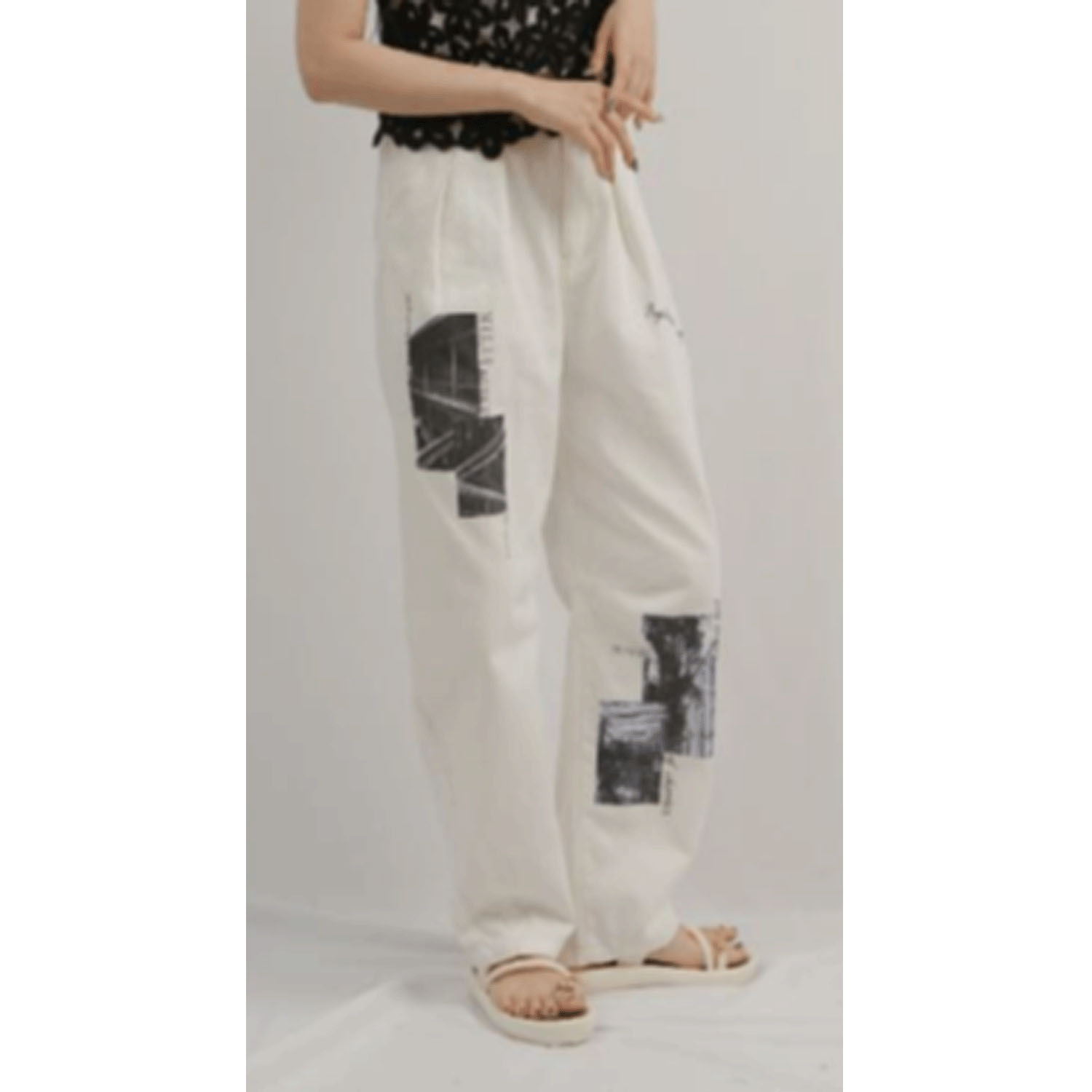 Palm Riche フォトプリントコクーンデニムパンツ