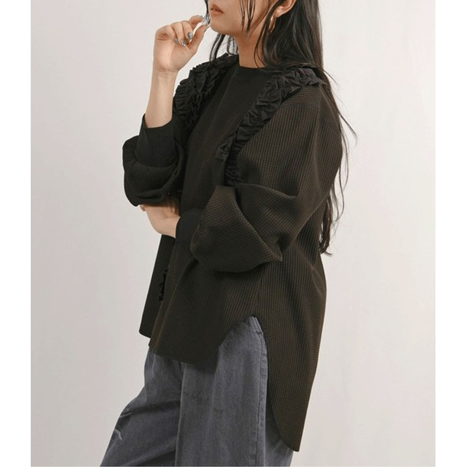 Palm Riche  ランダムフリルワッフルトップス - 画像11