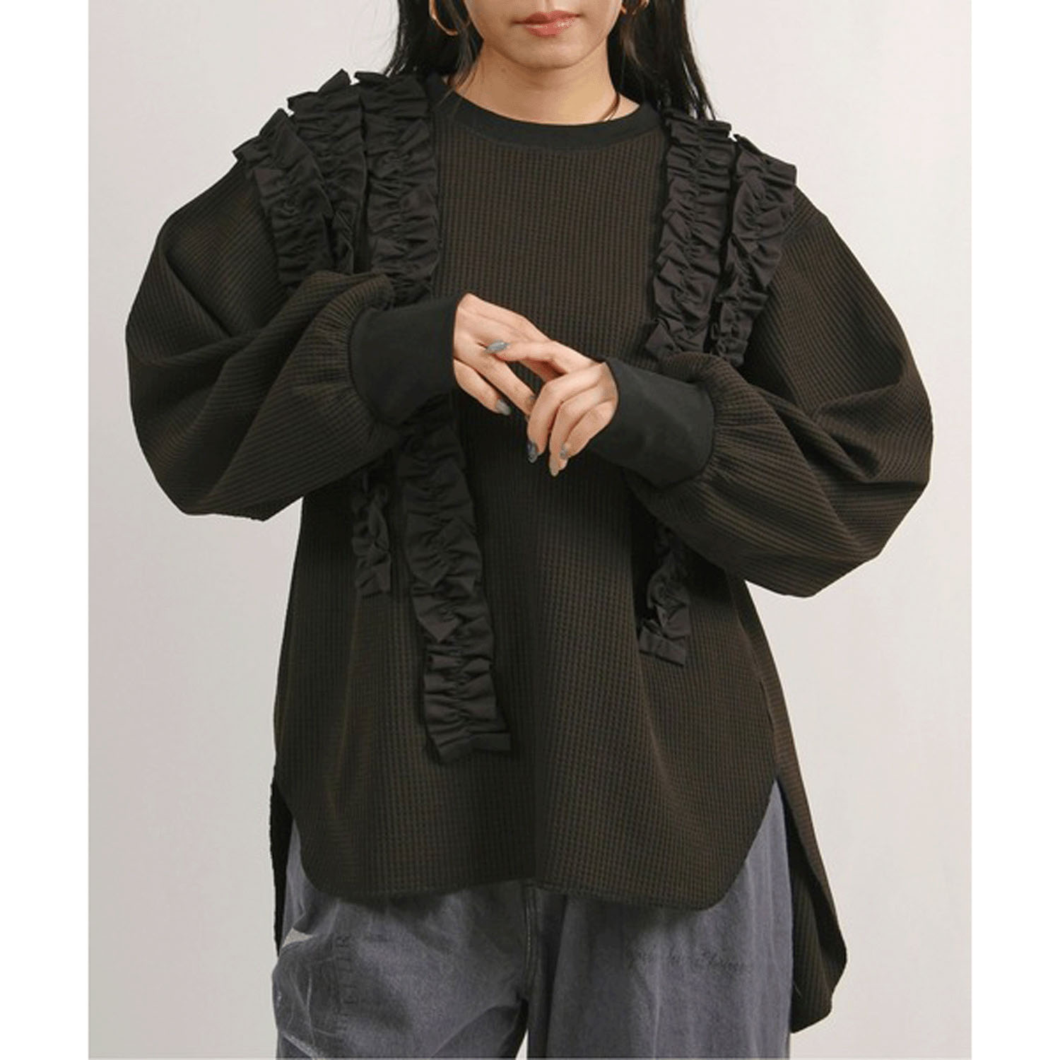 Palm Riche  ランダムフリルワッフルトップス - 画像10