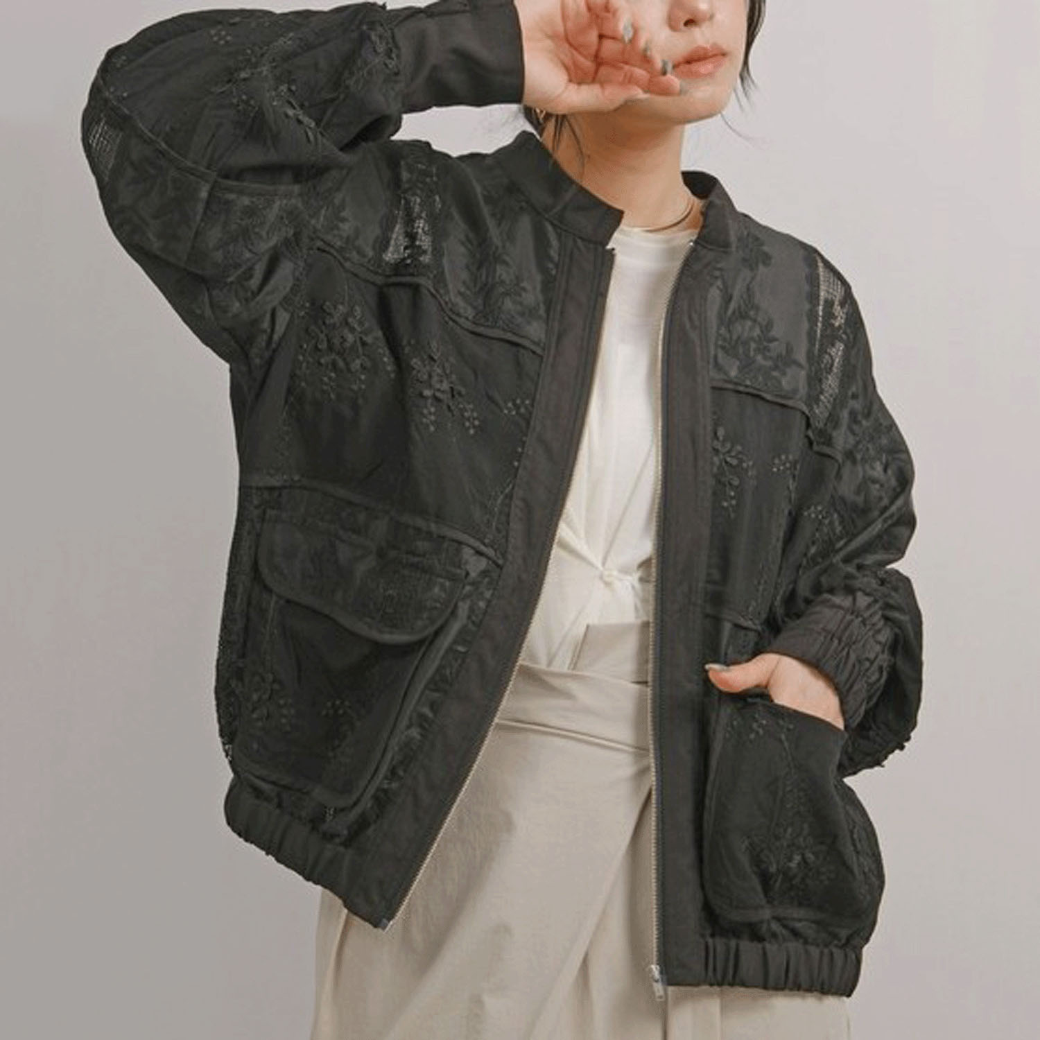 Palm Riche  パッチワークレースブルゾン - 画像10