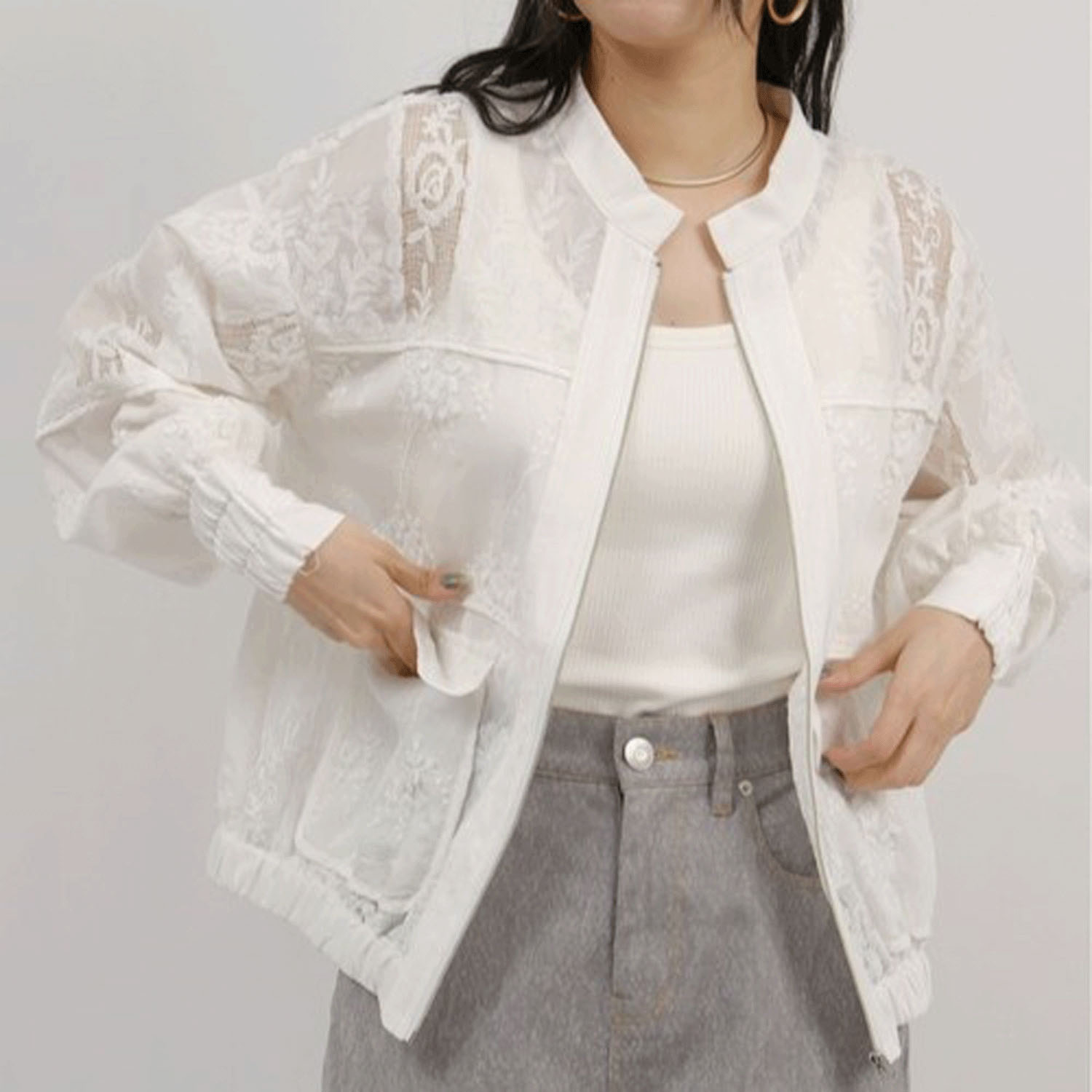 Palm Riche  パッチワークレースブルゾン