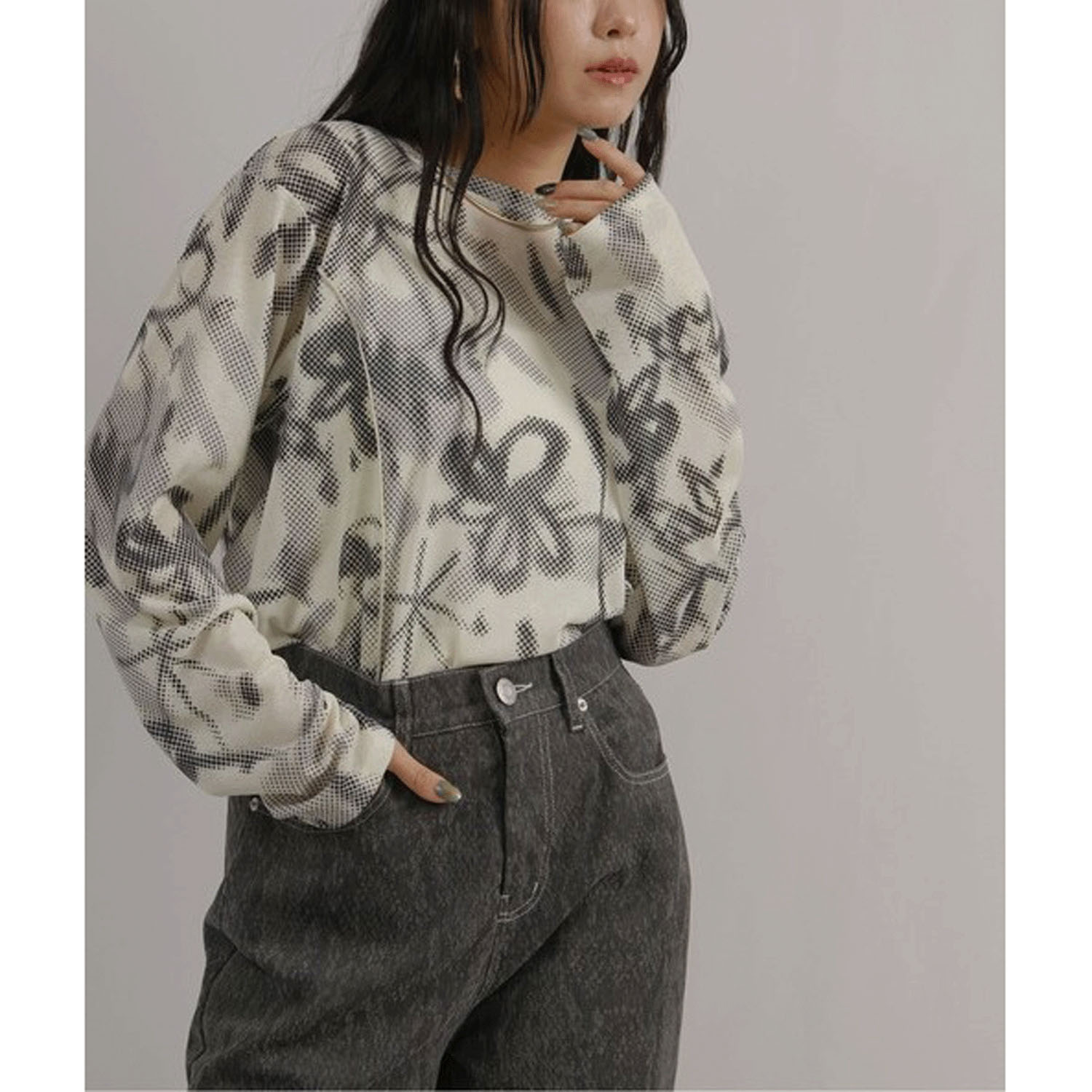 Palm Riche ドットレトロ柄シアートップス - 画像3