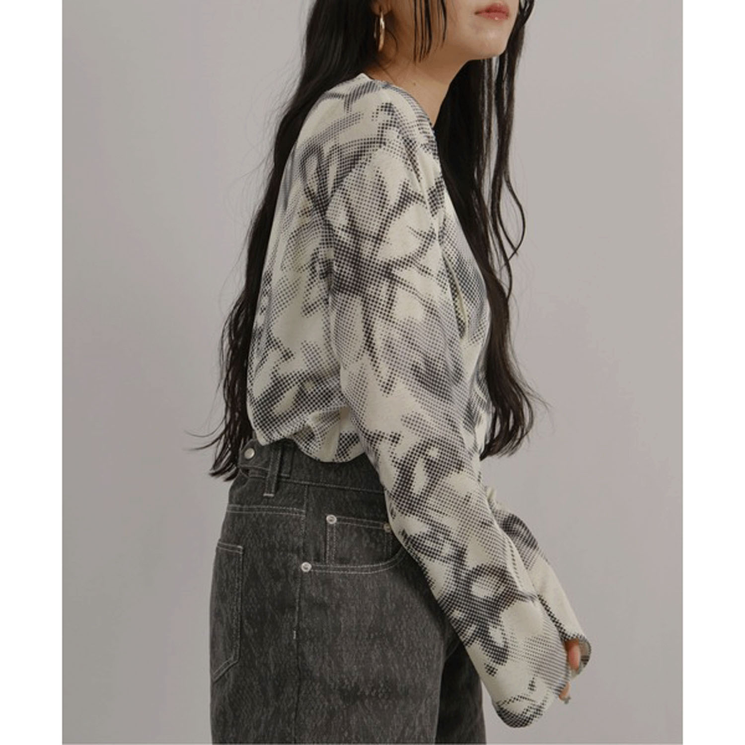 Palm Riche ドットレトロ柄シアートップス - 画像5