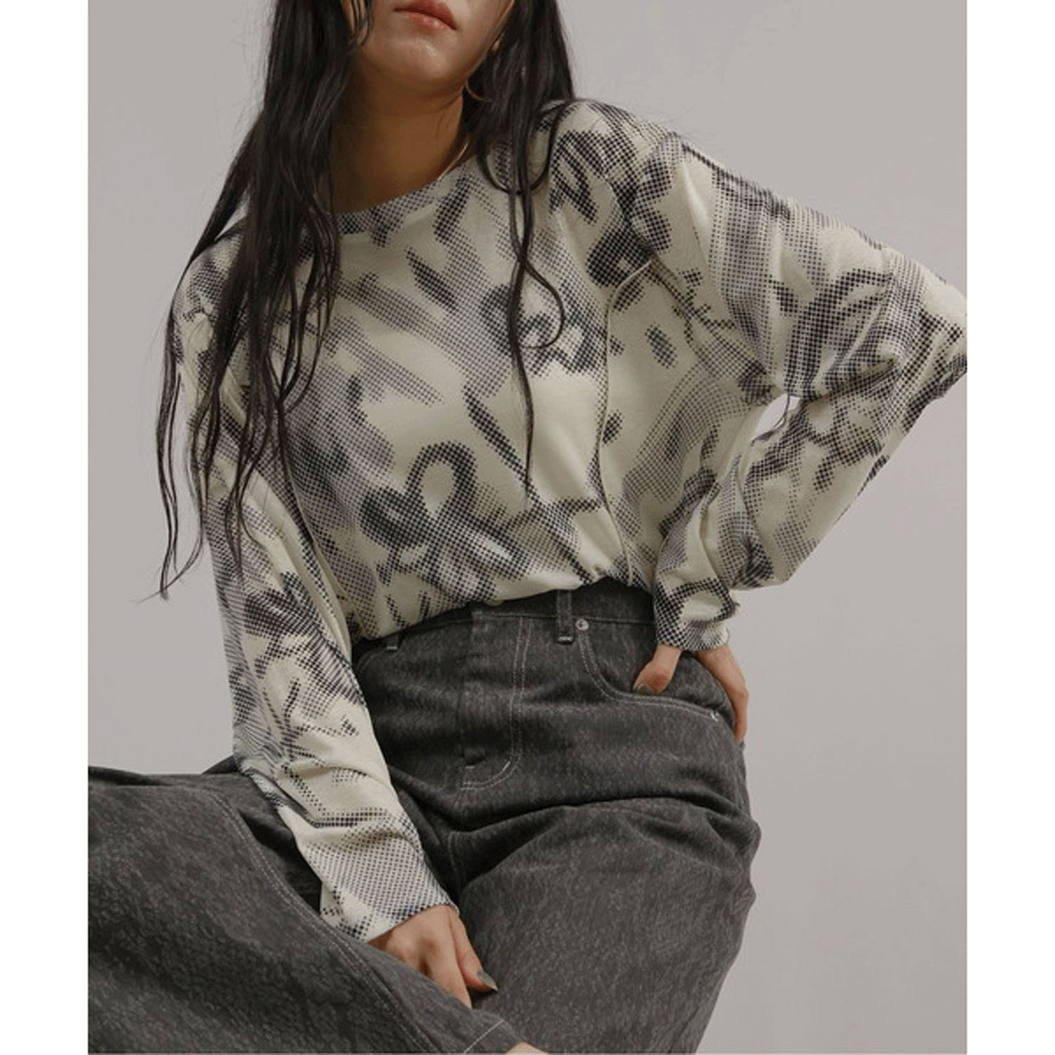 Palm Riche ドットレトロ柄シアートップス - 画像1