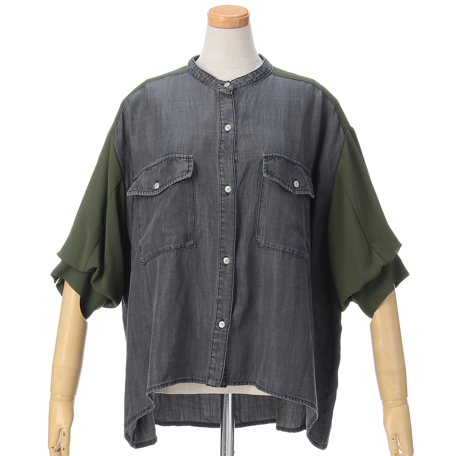 33℃ テンセルデニム切替ダブルポケットシャツ - 画像4
