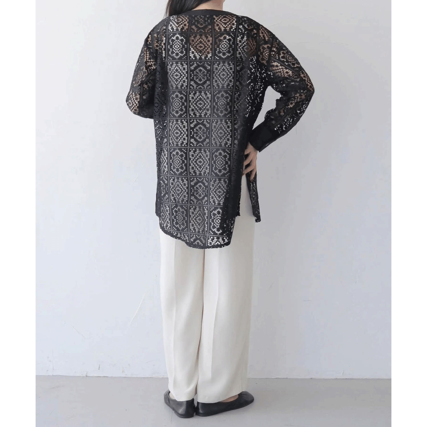 vingtrois スクエアレースシャツ - 画像7