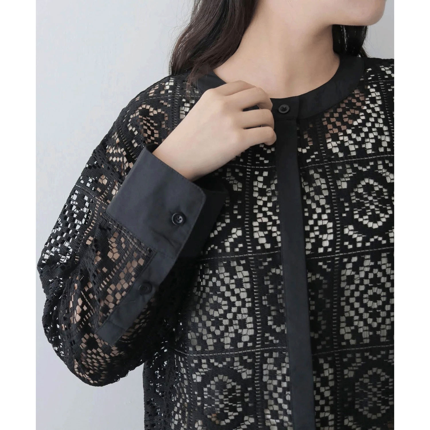 vingtrois スクエアレースシャツ - 画像8