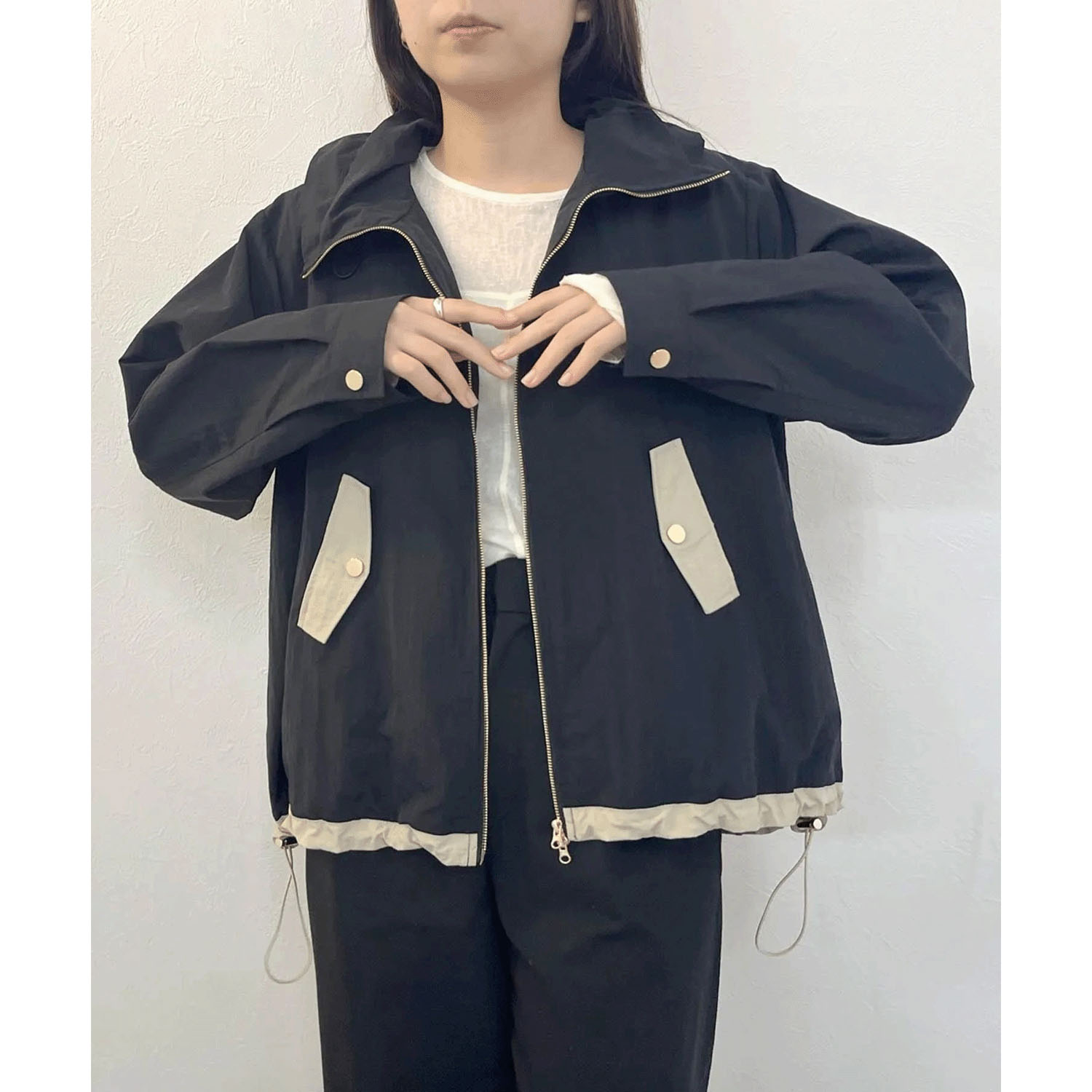 vingtrois ボリュームネック配色ブルゾン - 画像3