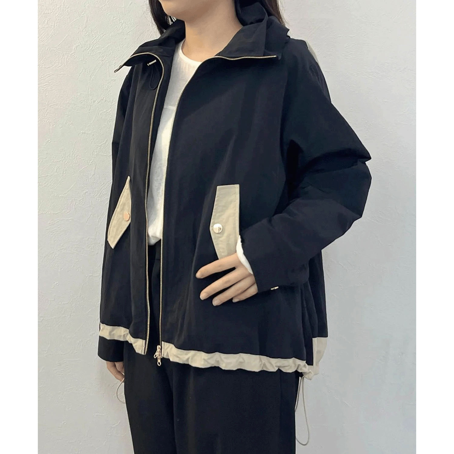 vingtrois ボリュームネック配色ブルゾン