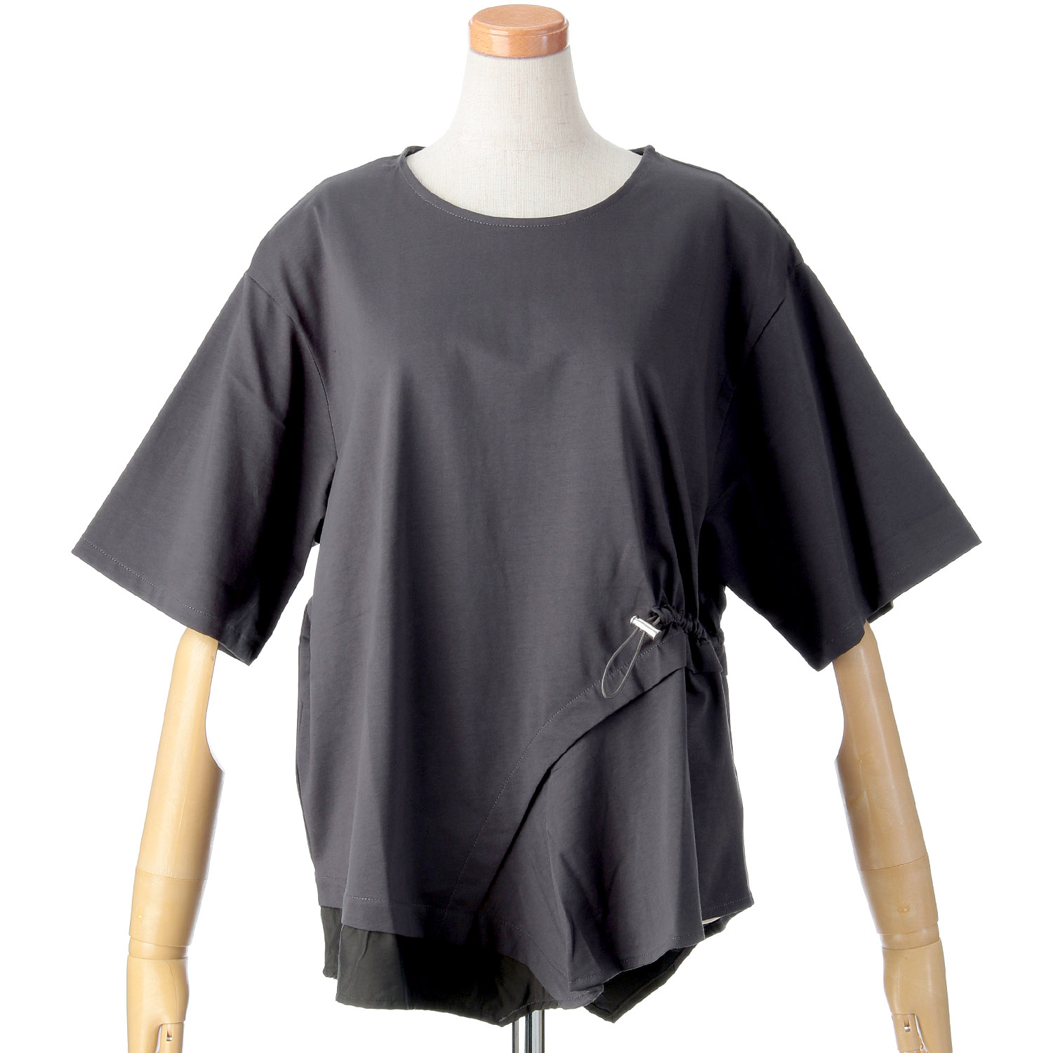 【Insta Live】vingtrois ドライタッチコットンアシメドロストTシャツ - 画像2