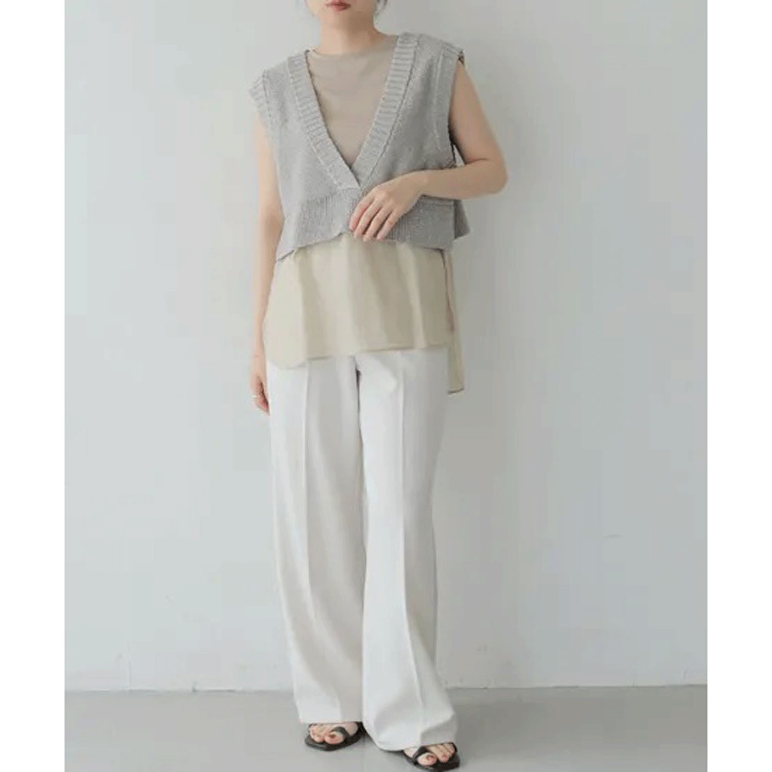 vingtrois 裾シアー切替ノースリーブ - 画像7