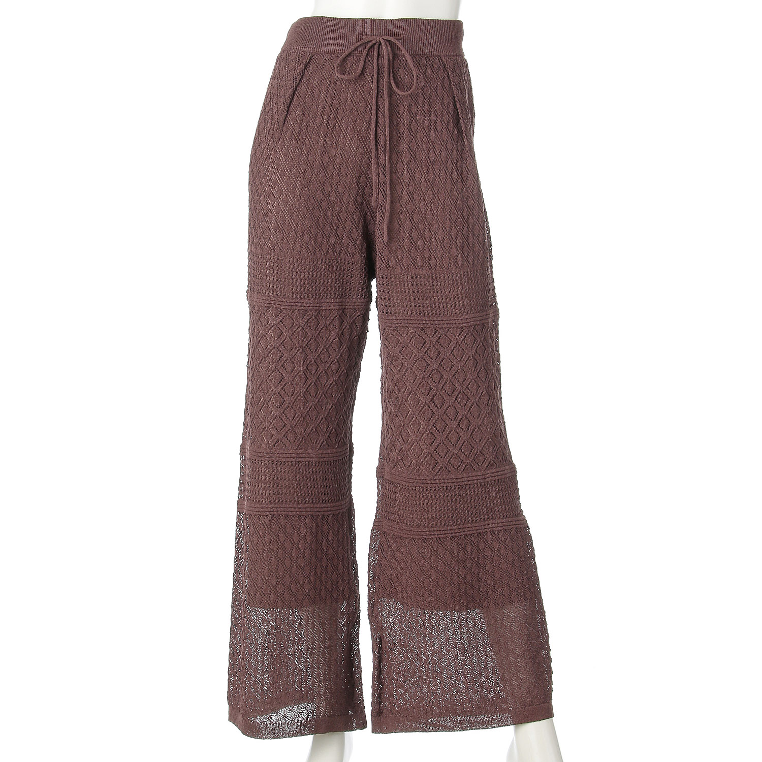 vingtrois 透かし柄ニットパンツ