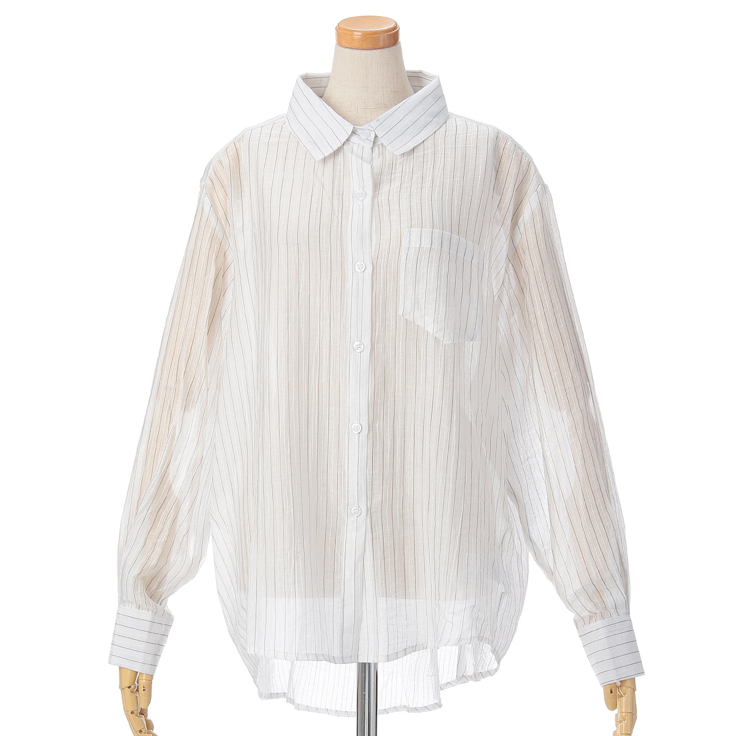 【Insta Live】vingtrois シアーストライプシャツ - 画像2