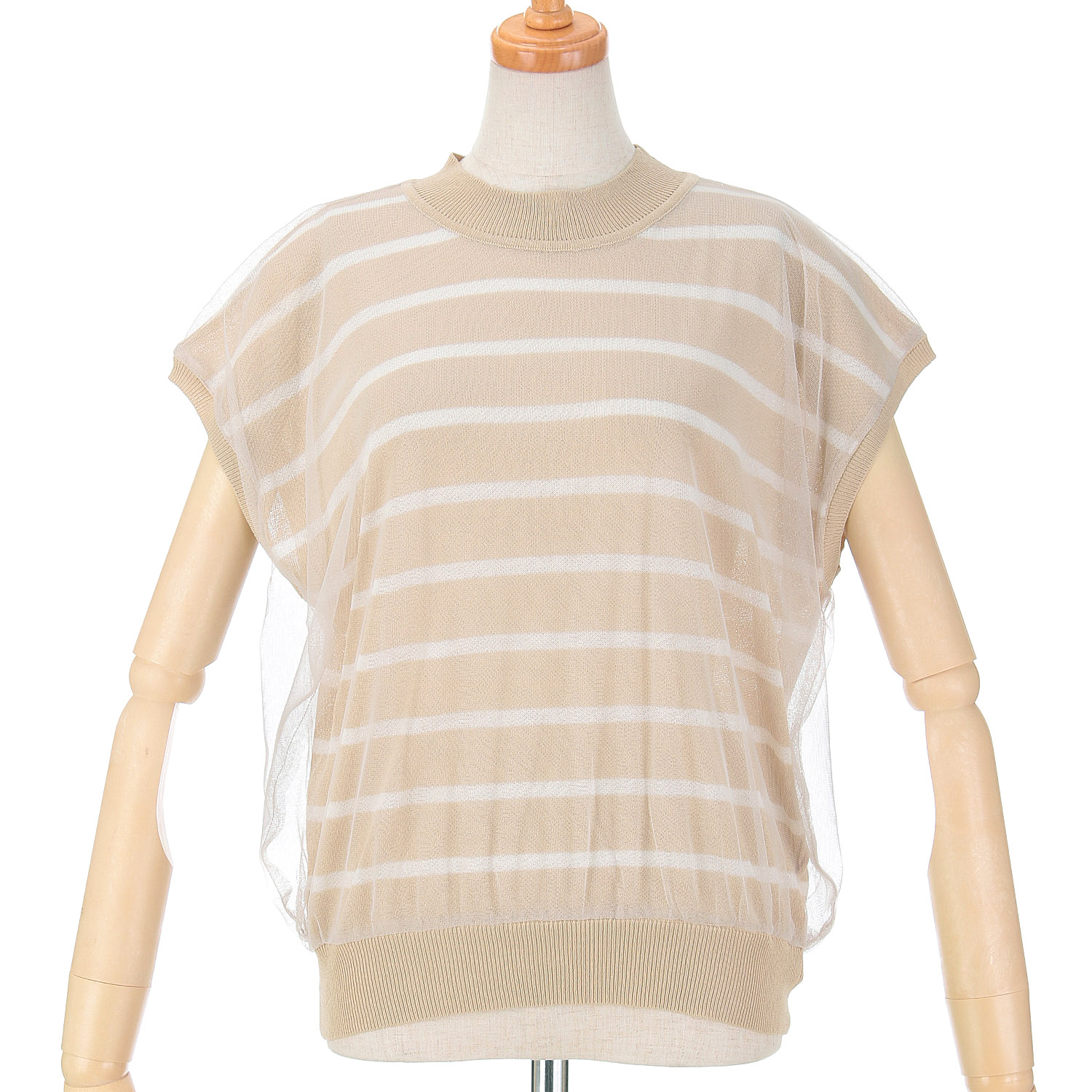 vingtrois チュール重ね着ボーダープルオーバー - 画像10