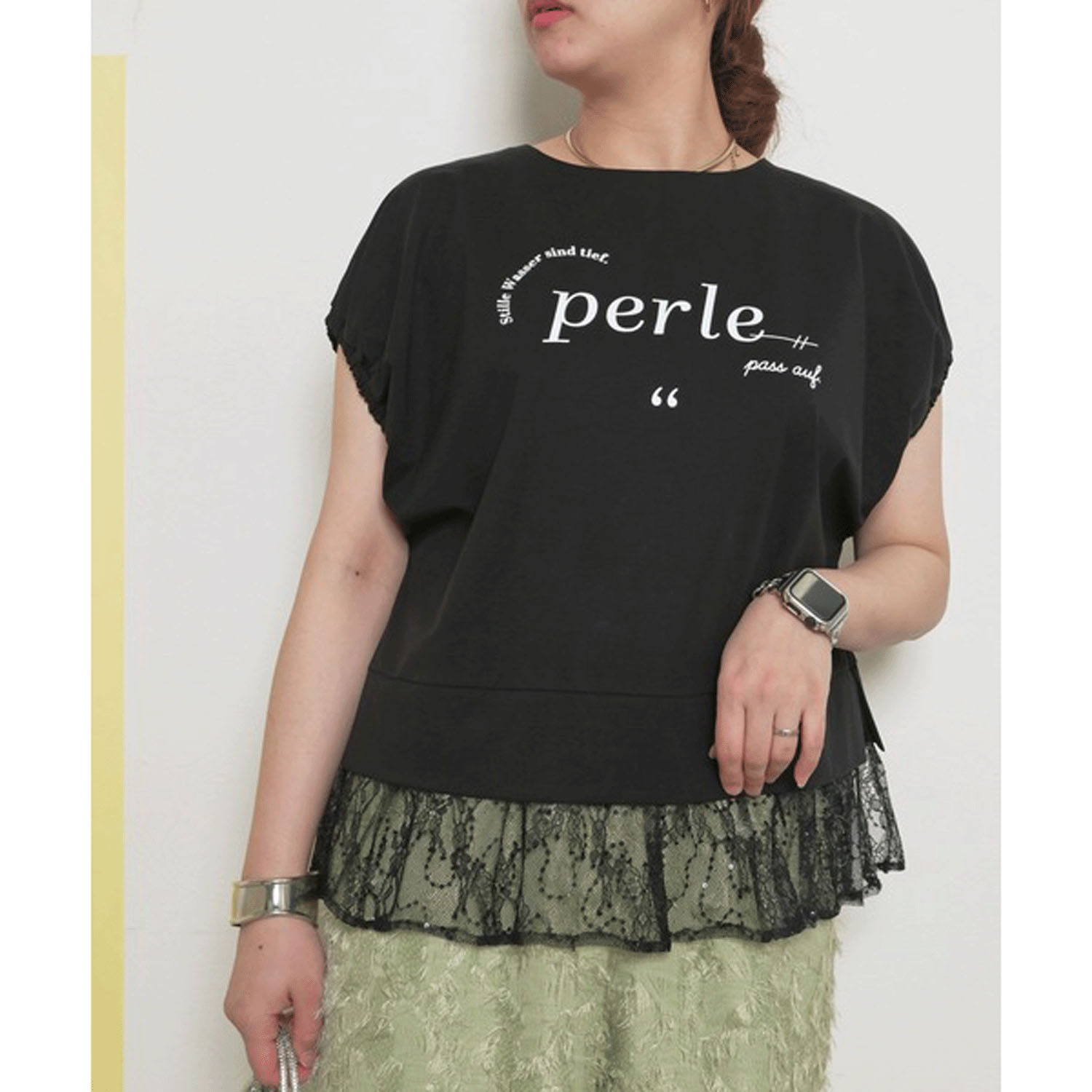 Palm Riche レイヤードライクレースTシャツ - 画像2