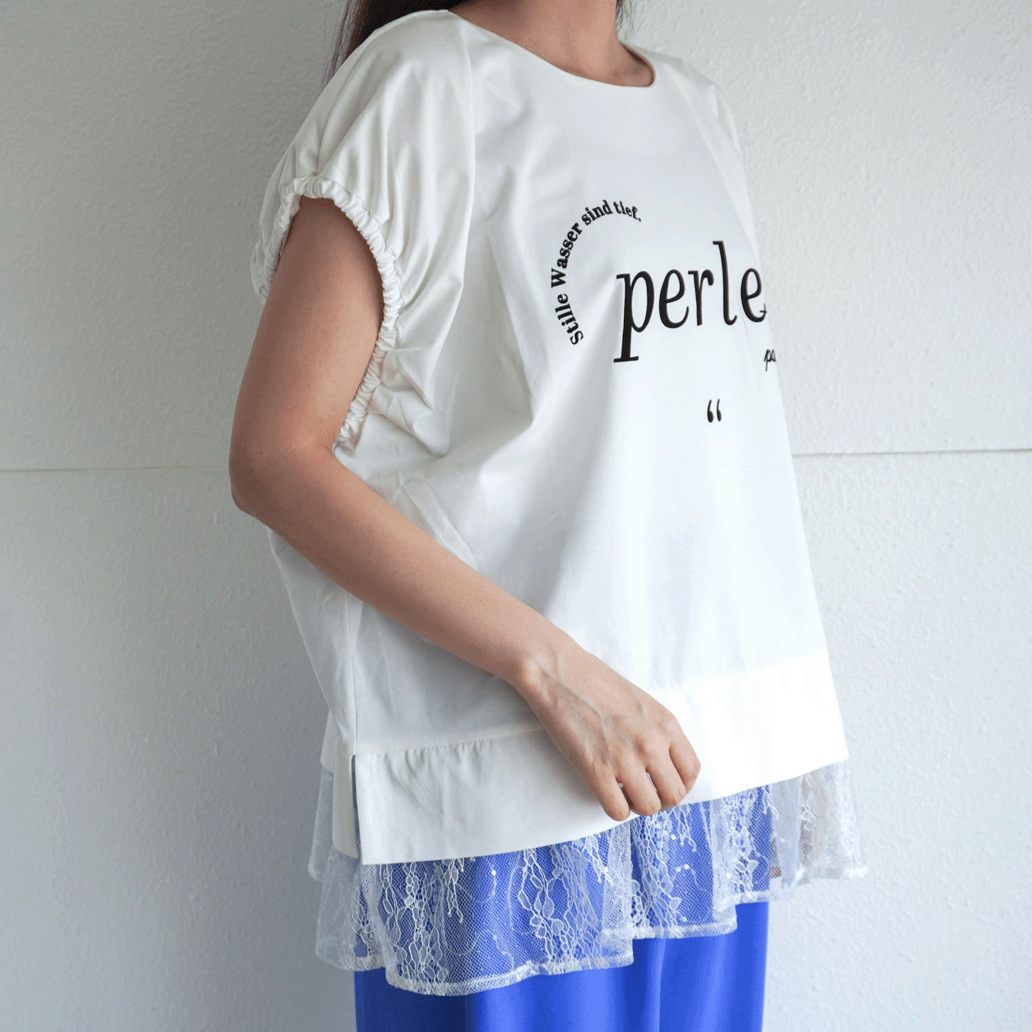 Palm Riche レイヤードライクレースTシャツ - 画像4