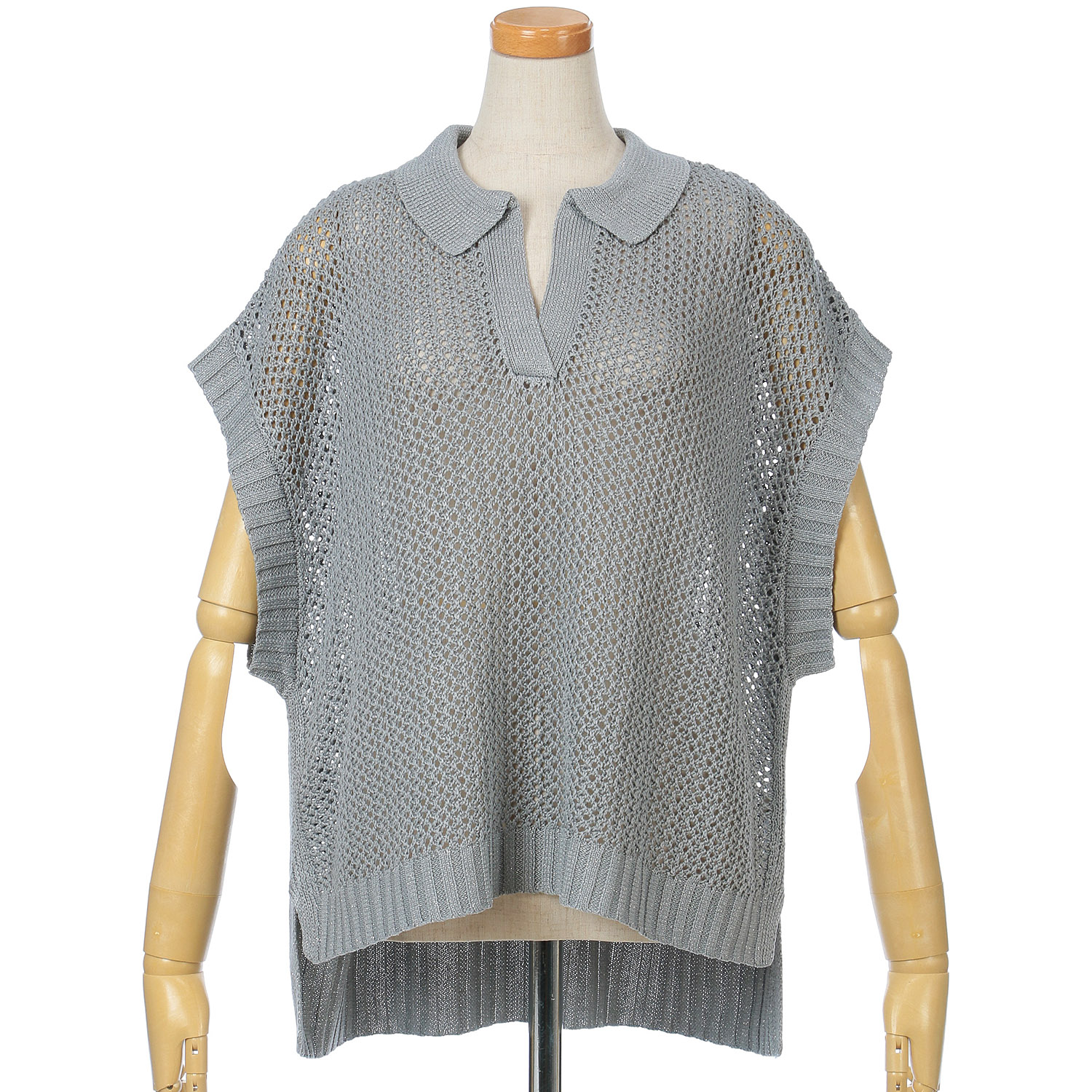 vingtrois ラメメッシュポロニット