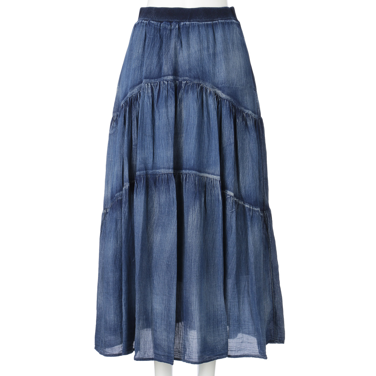 33℃ シアーデニムティアードパイピングフレアスカート - 画像5