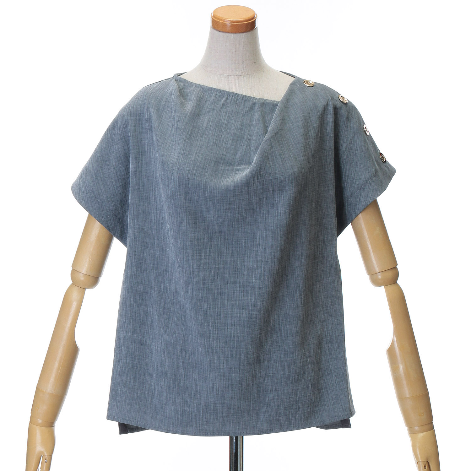 Emilyanリネンライクシャンブレーブラウス - 画像2