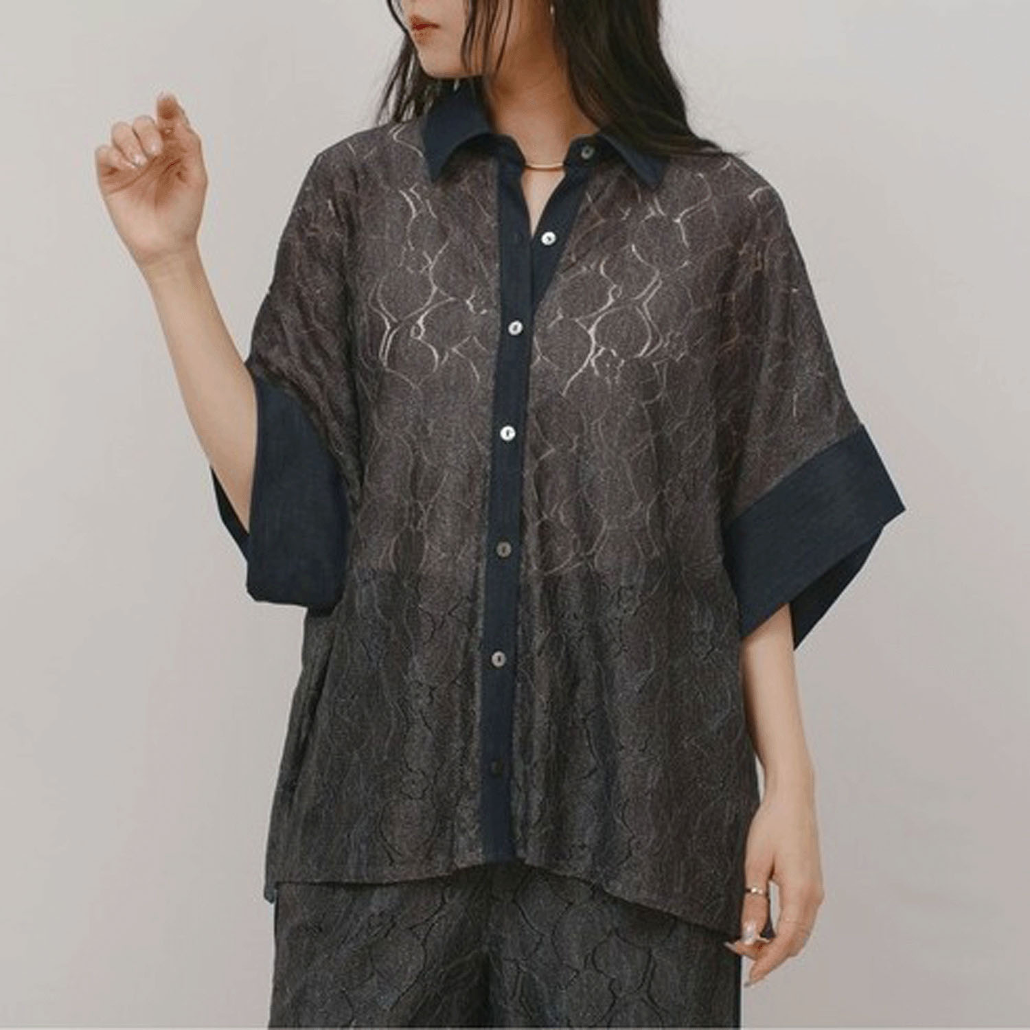 Palm Riche デニムレーストップス - 画像10