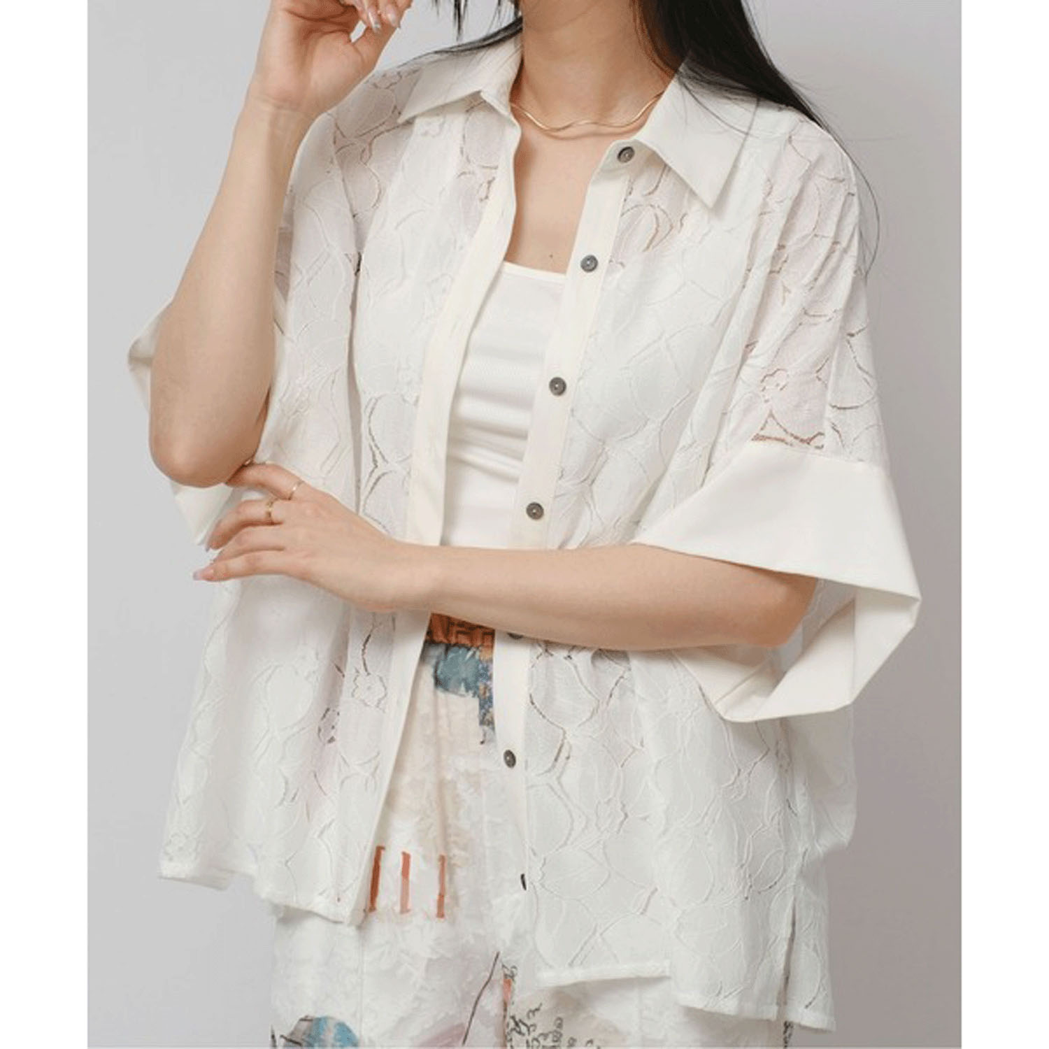 Palm Riche デニムレーストップス